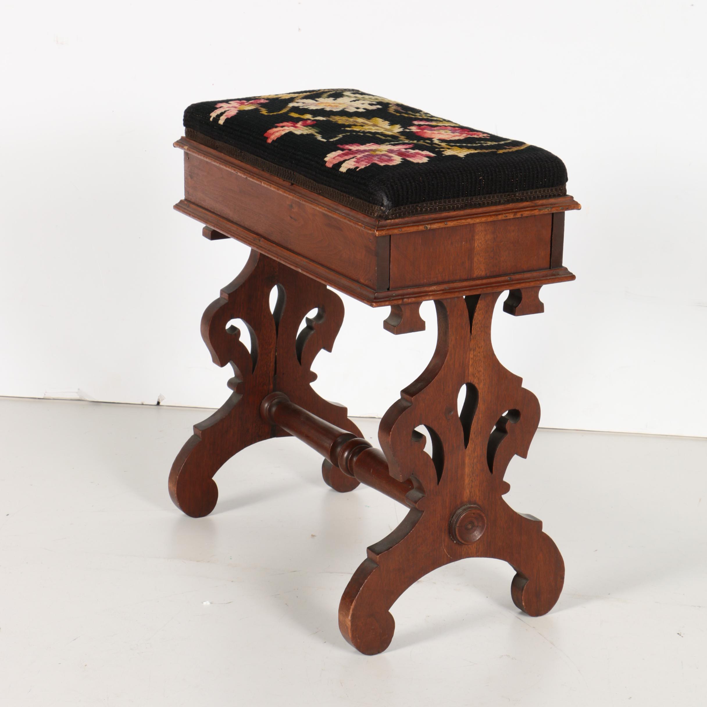 Tall Needlepoint Storage Stool