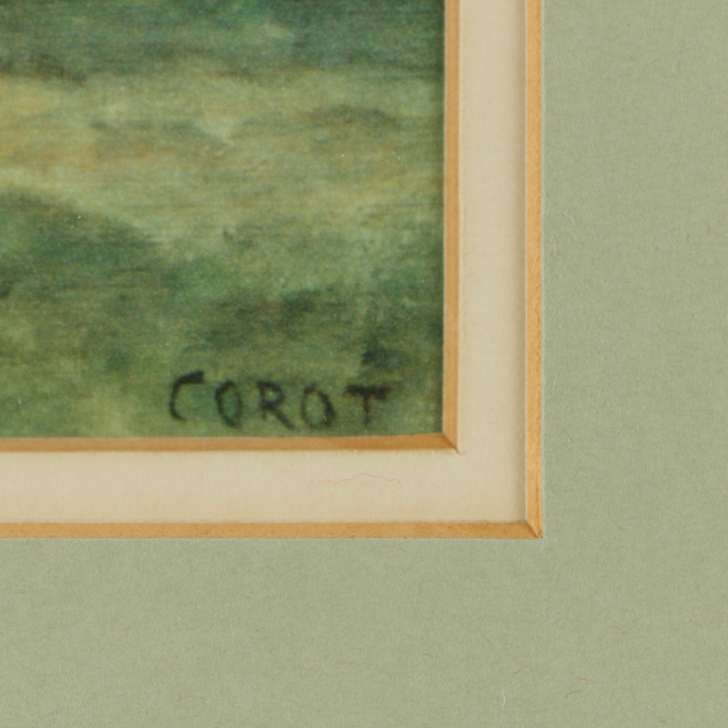 Two Offset Lithograph Prints After Jean Baptiste-Camille Corot