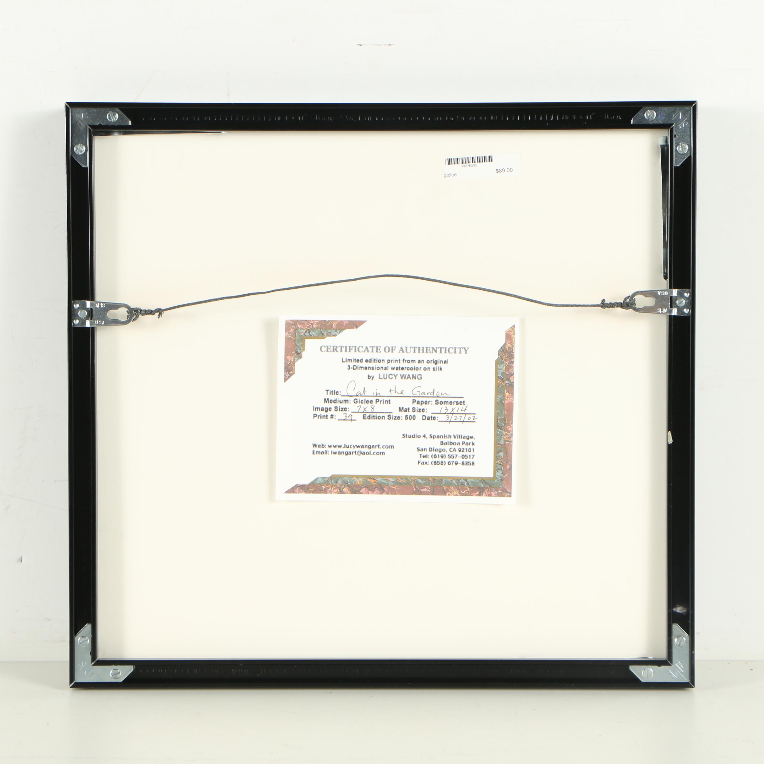 Lucy Wang Limited Edition Offset Lithograph Print "Cat in the Garden"