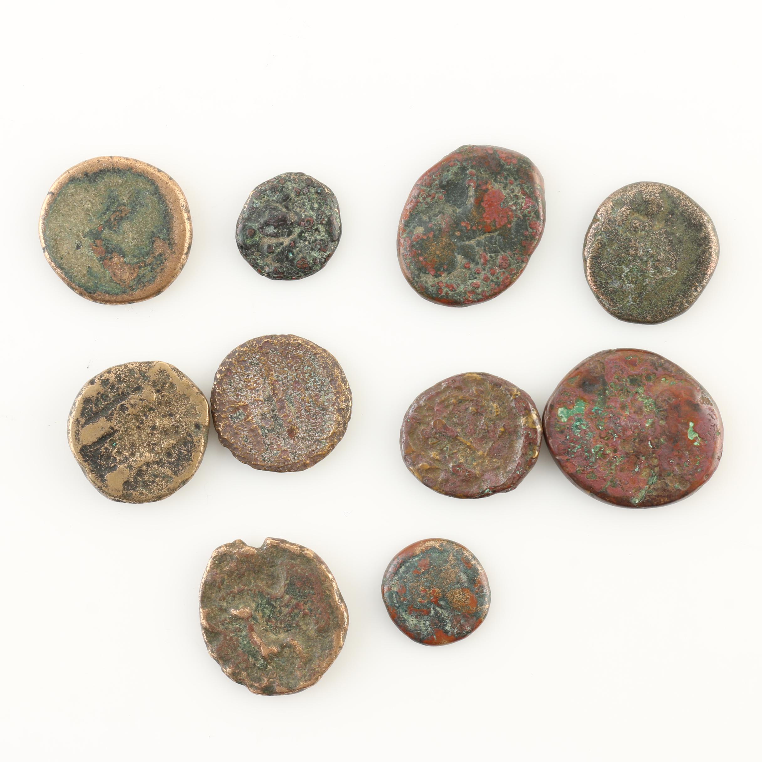 Ten Ancient Greek Bronze Coins