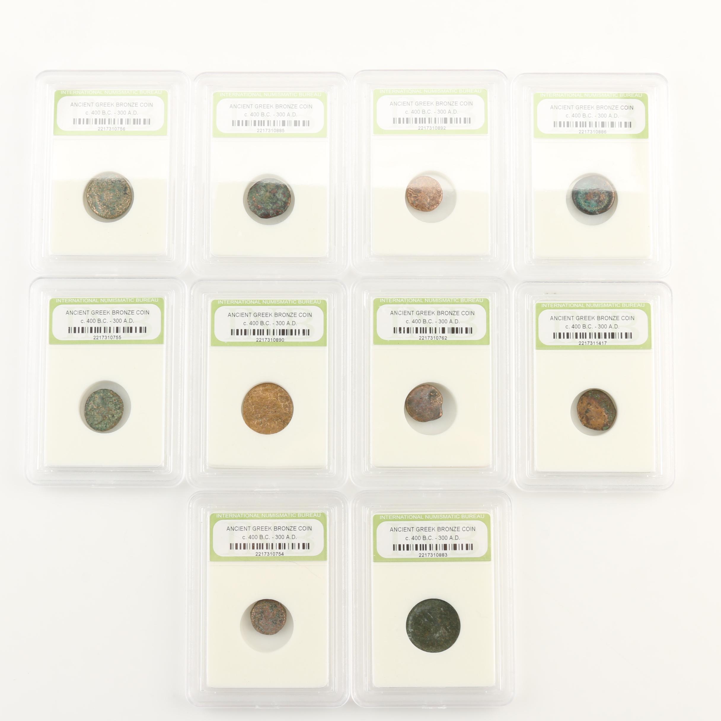 Ten Ancient Greek Bronze Coins
