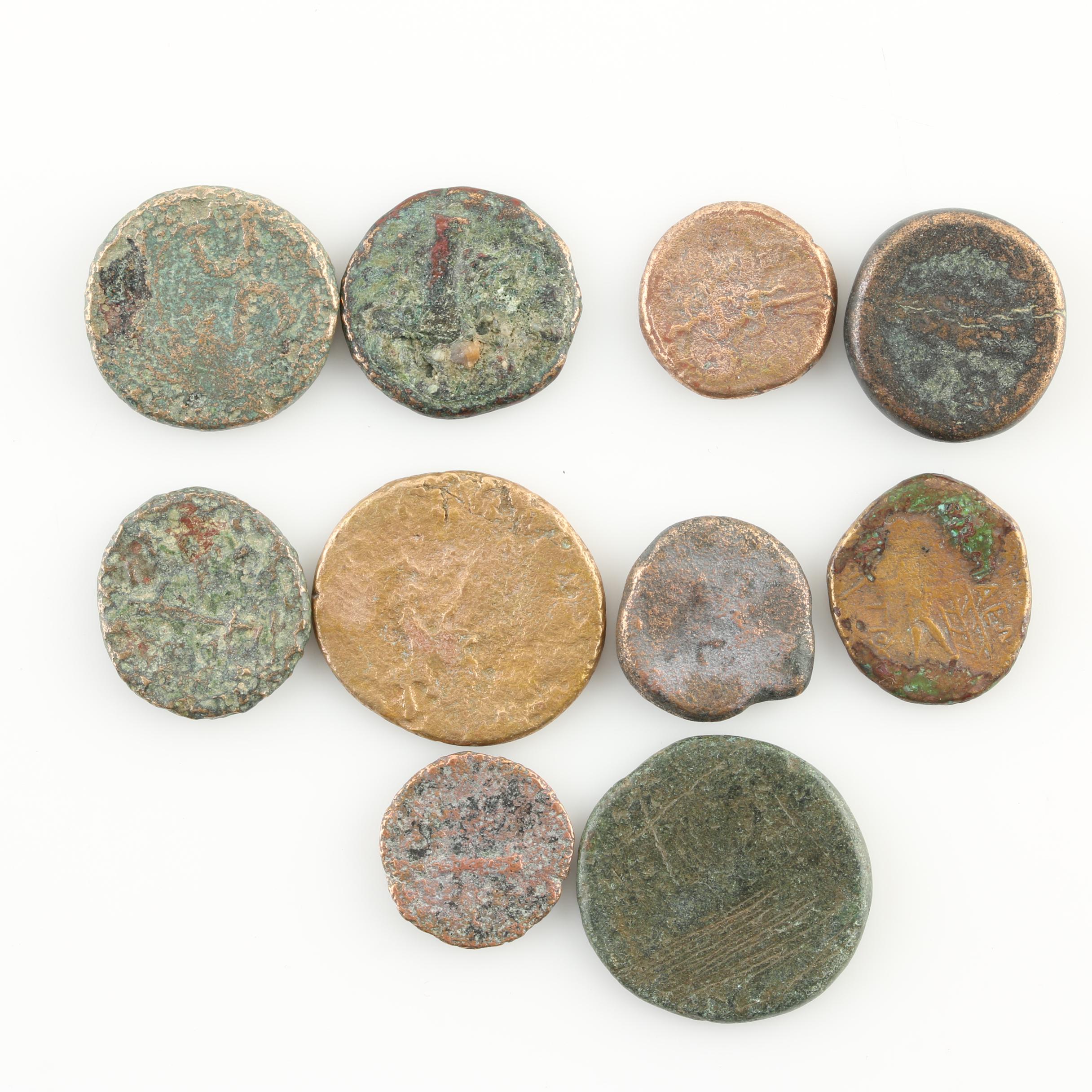 Ten Ancient Greek Bronze Coins