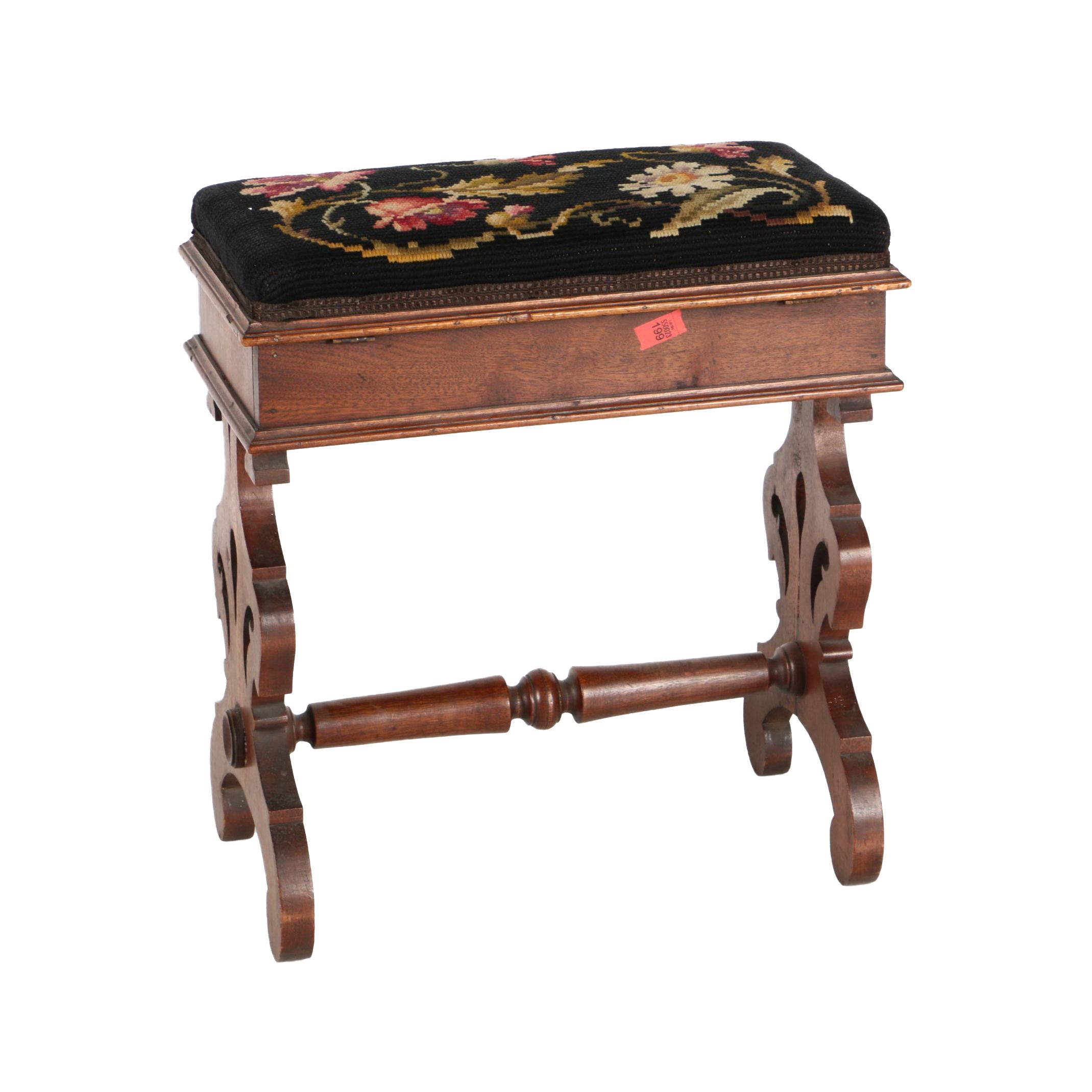 Tall Needlepoint Storage Stool