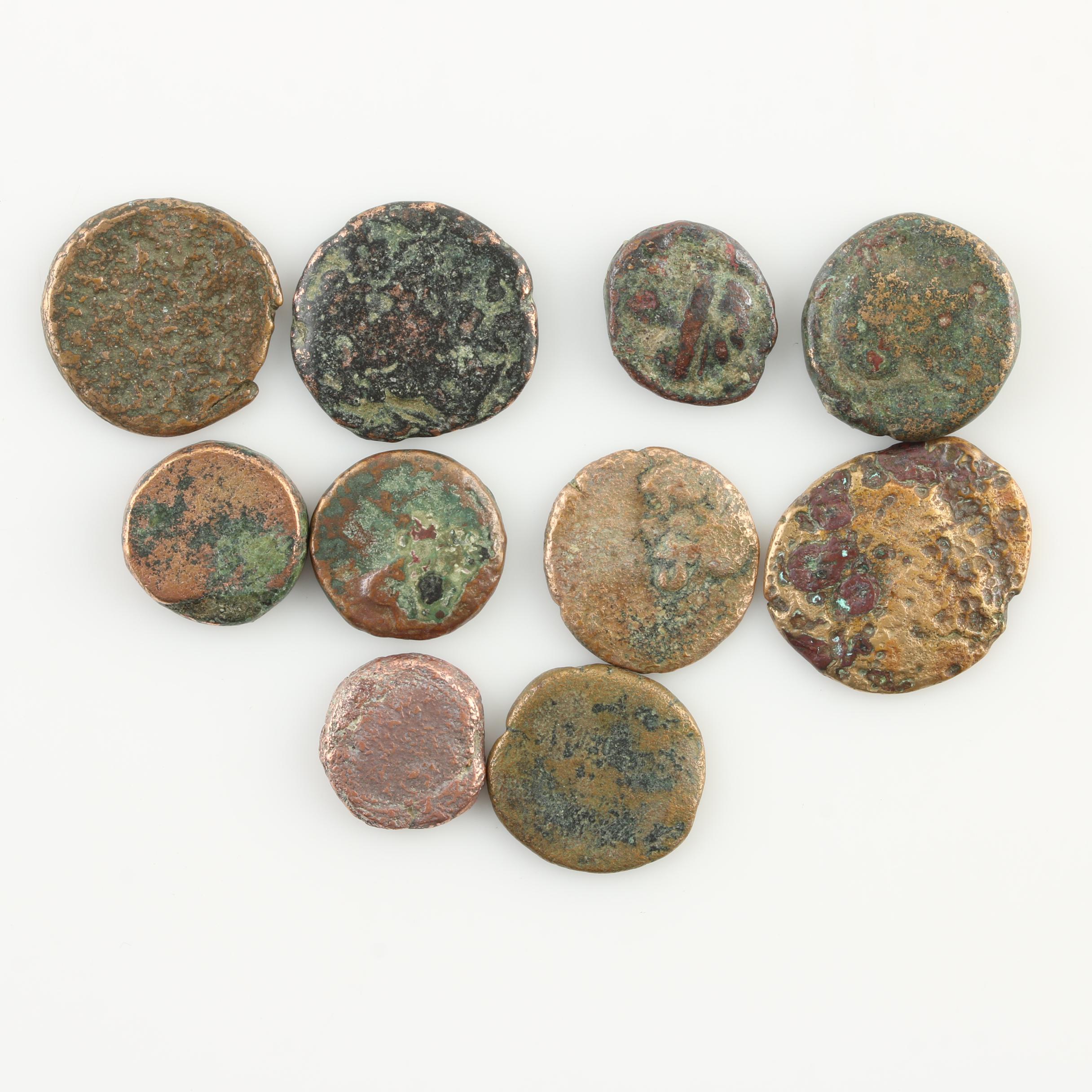 Ten Ancient Greek Bronze Coins