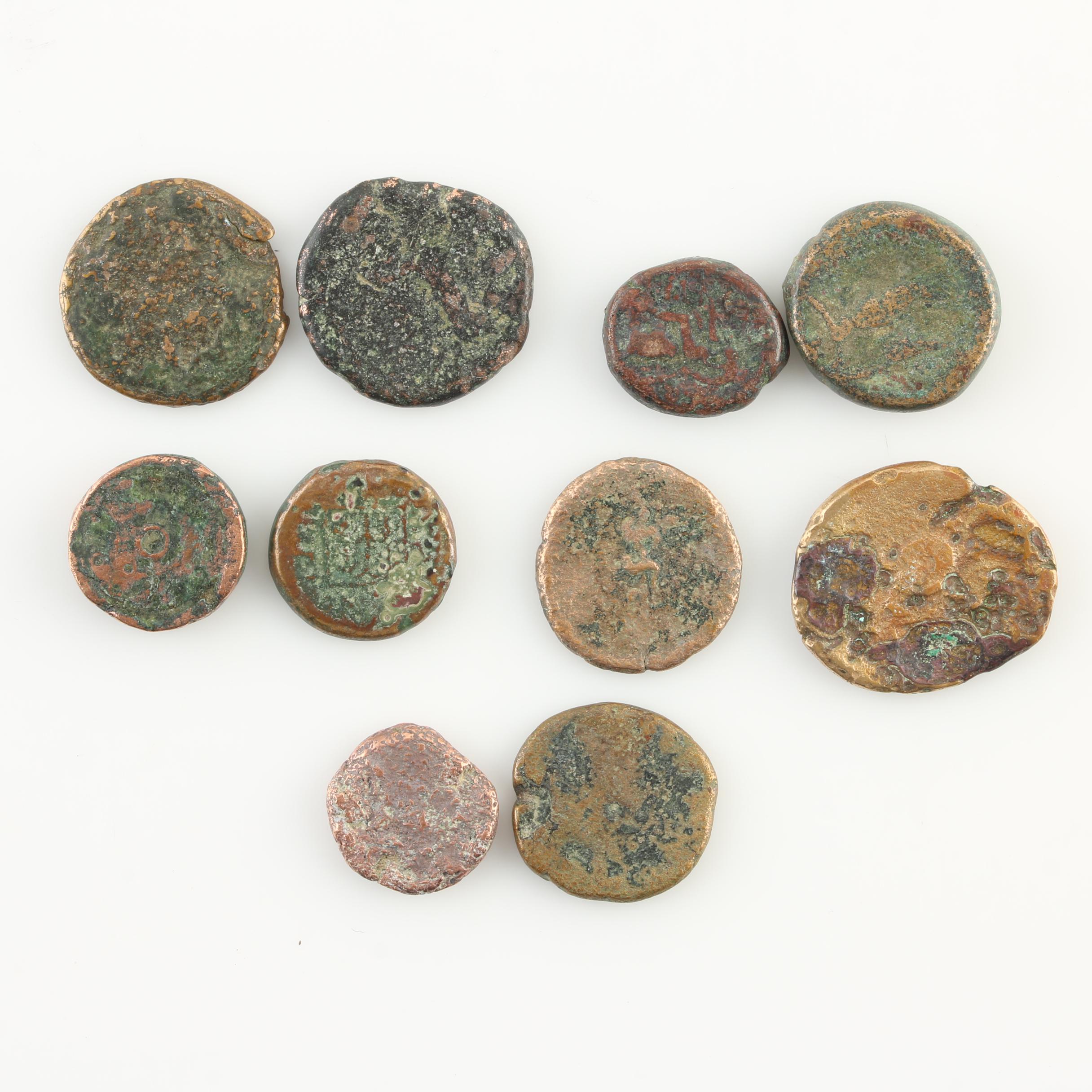 Ten Ancient Greek Bronze Coins