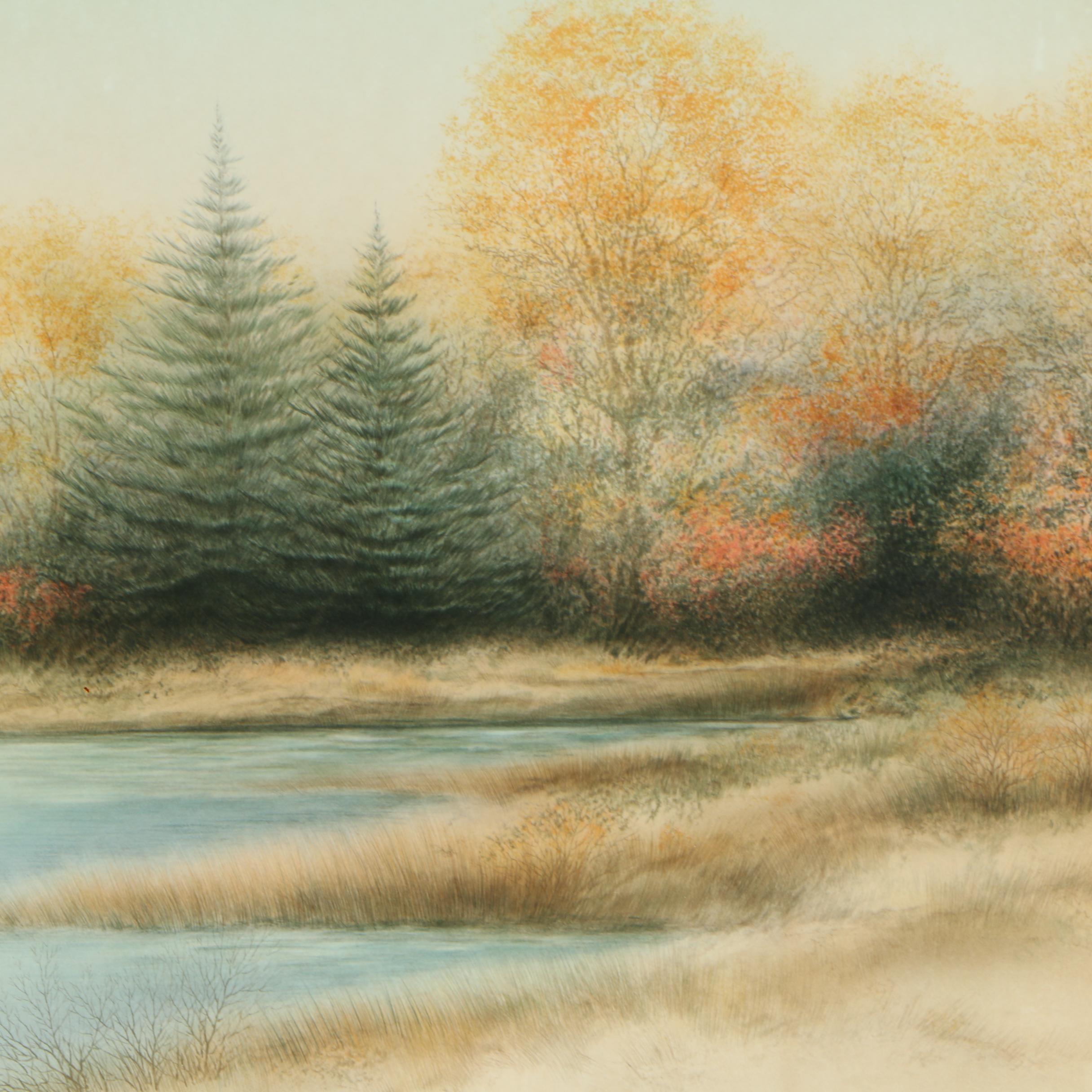 Arnold Alaniz Color Lithograph "Golden Days"