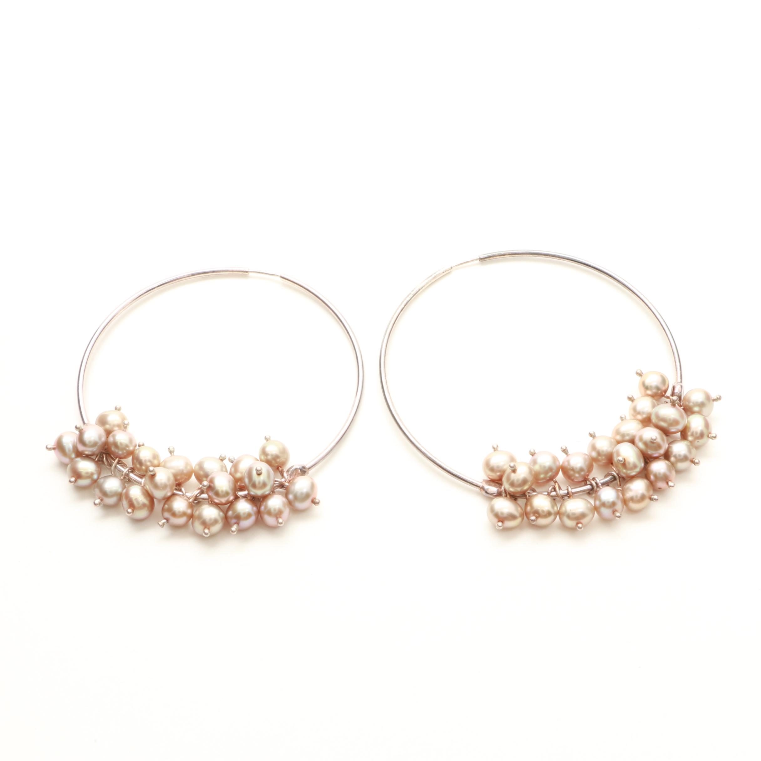 Sterling Silver Pearl and Cubic Zirconia Ring and Earrings