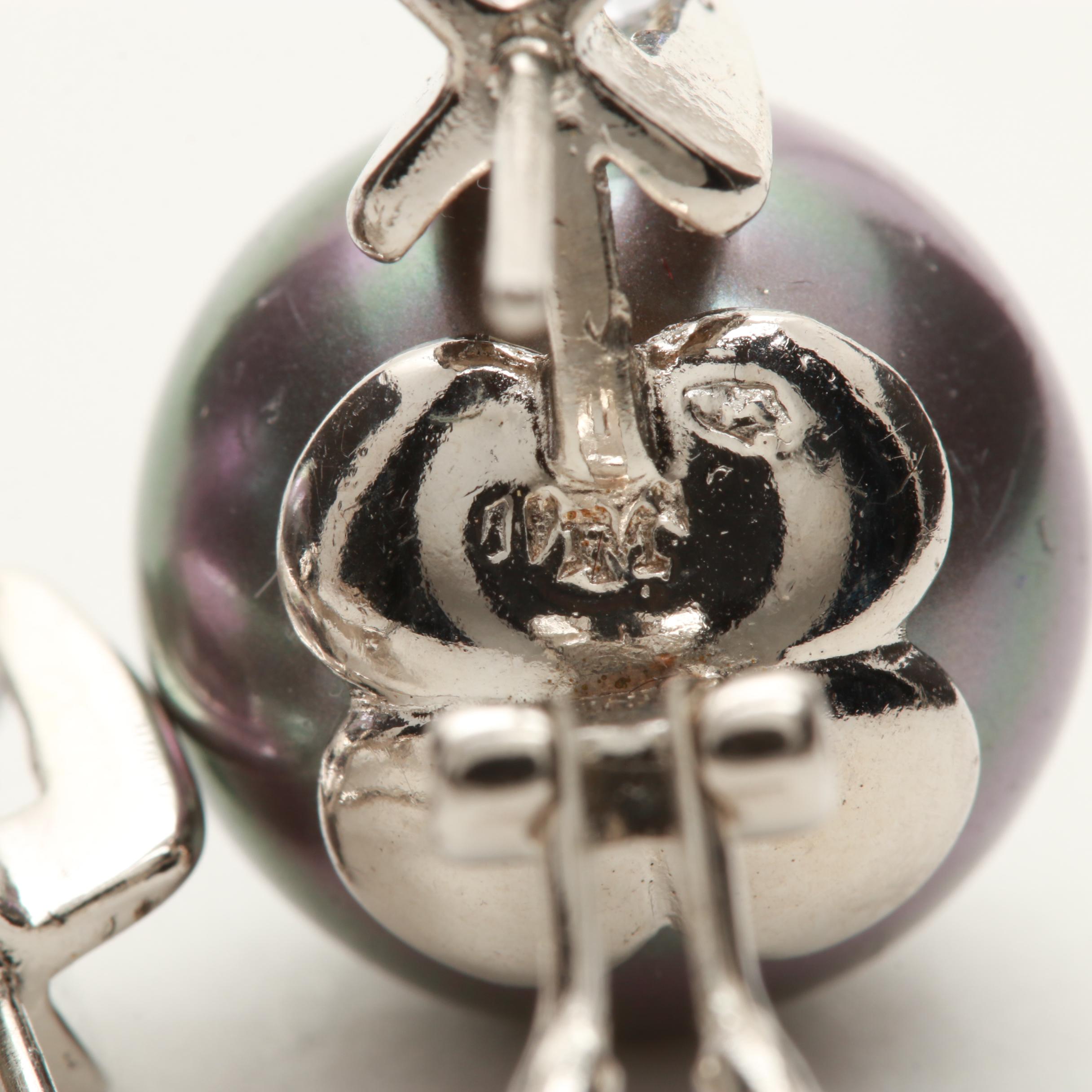 Sterling Silver Pearl and Cubic Zirconia Ring and Earrings