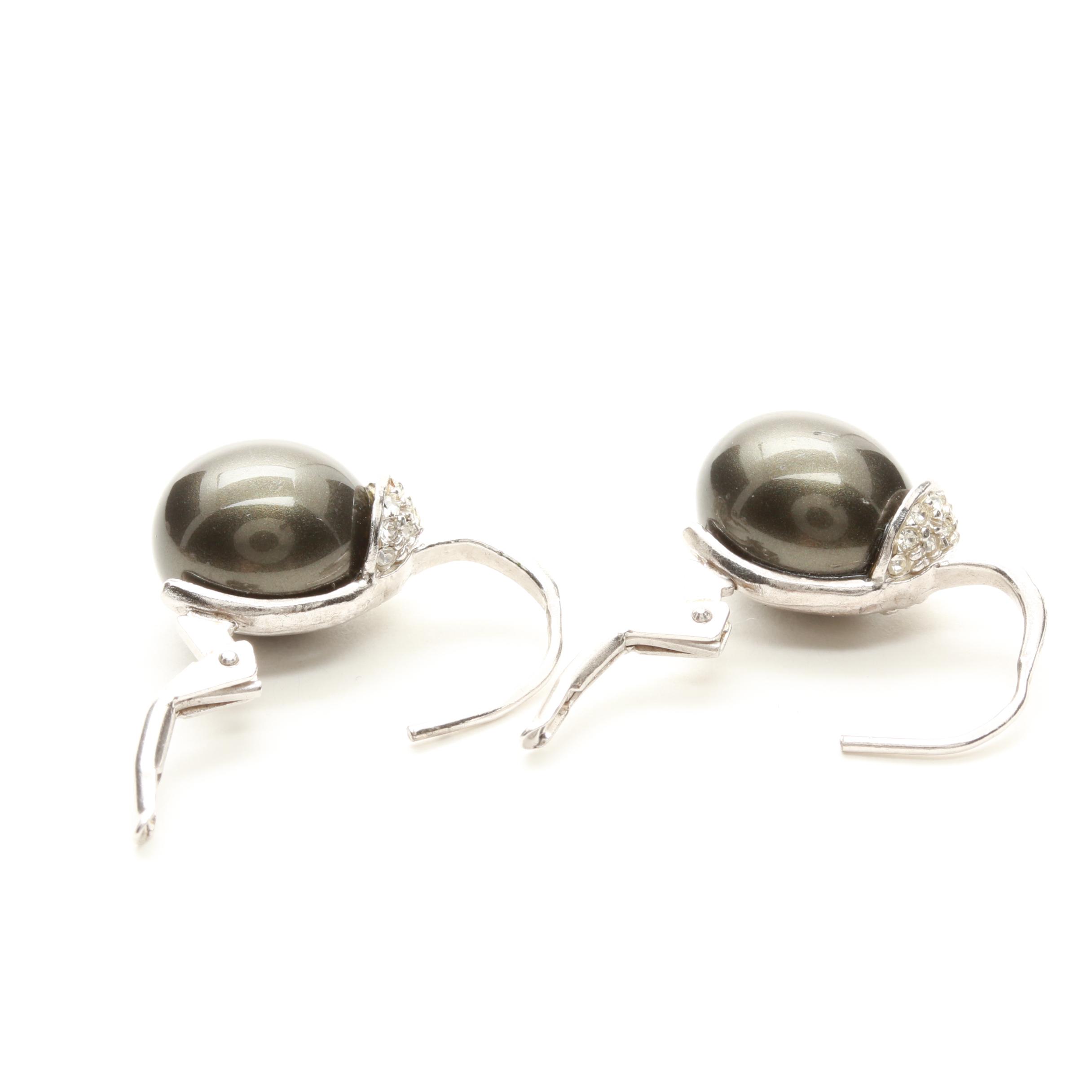 Sterling Silver Pearl and Cubic Zirconia Ring and Earrings