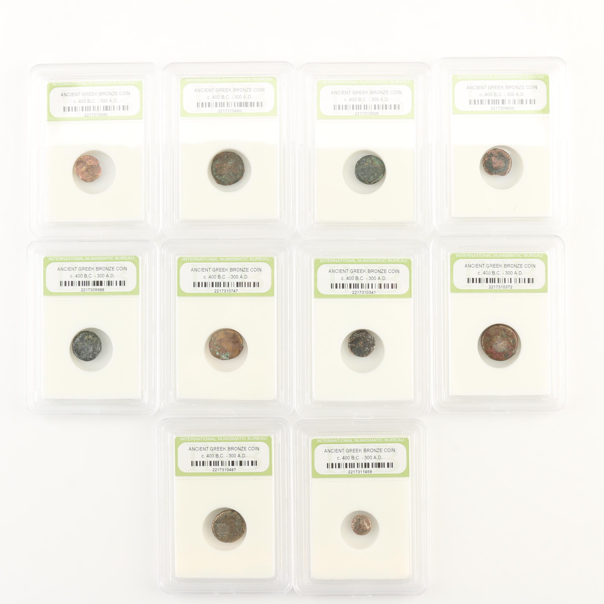 Ten Ancient Greek Bronze Coins