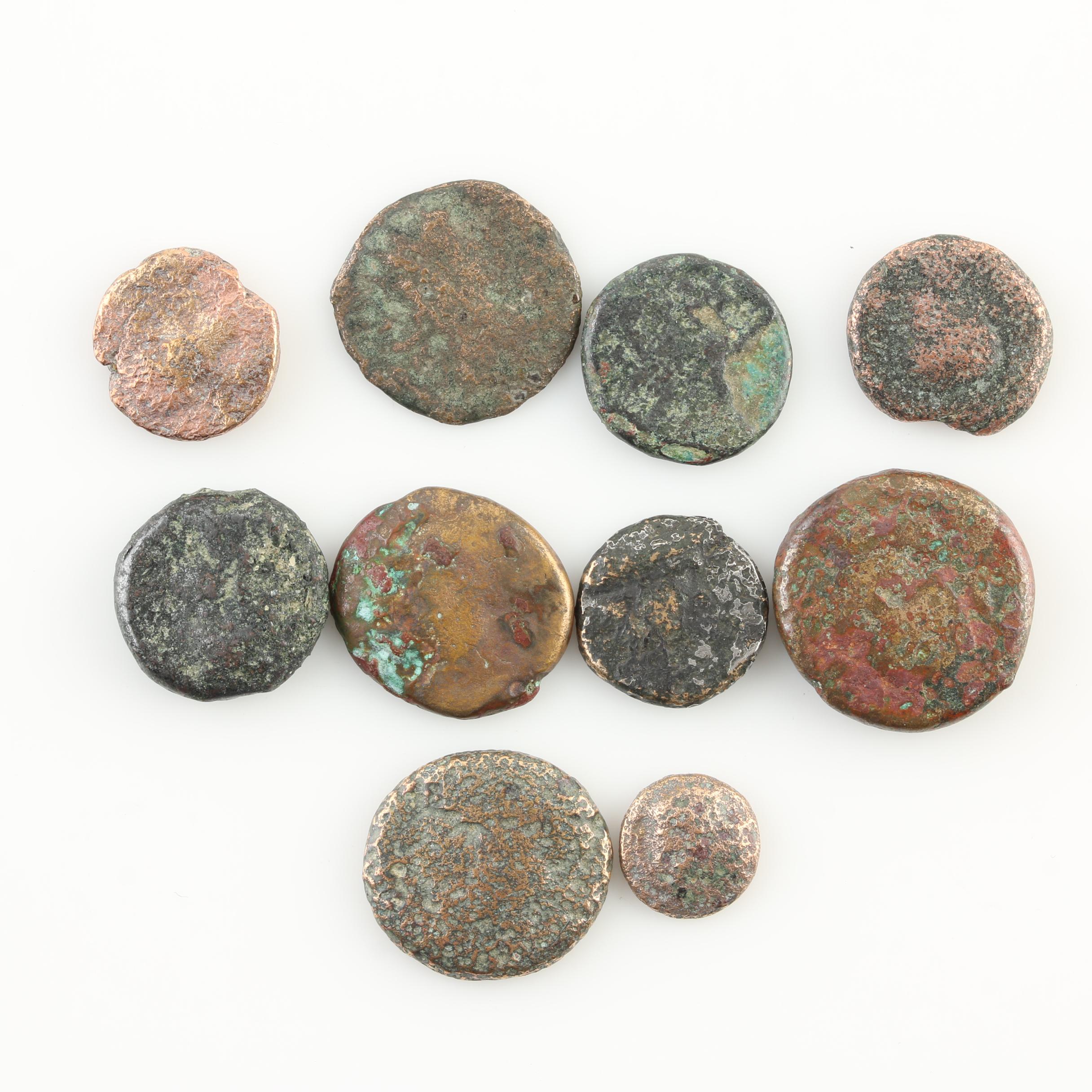 Ten Ancient Greek Bronze Coins