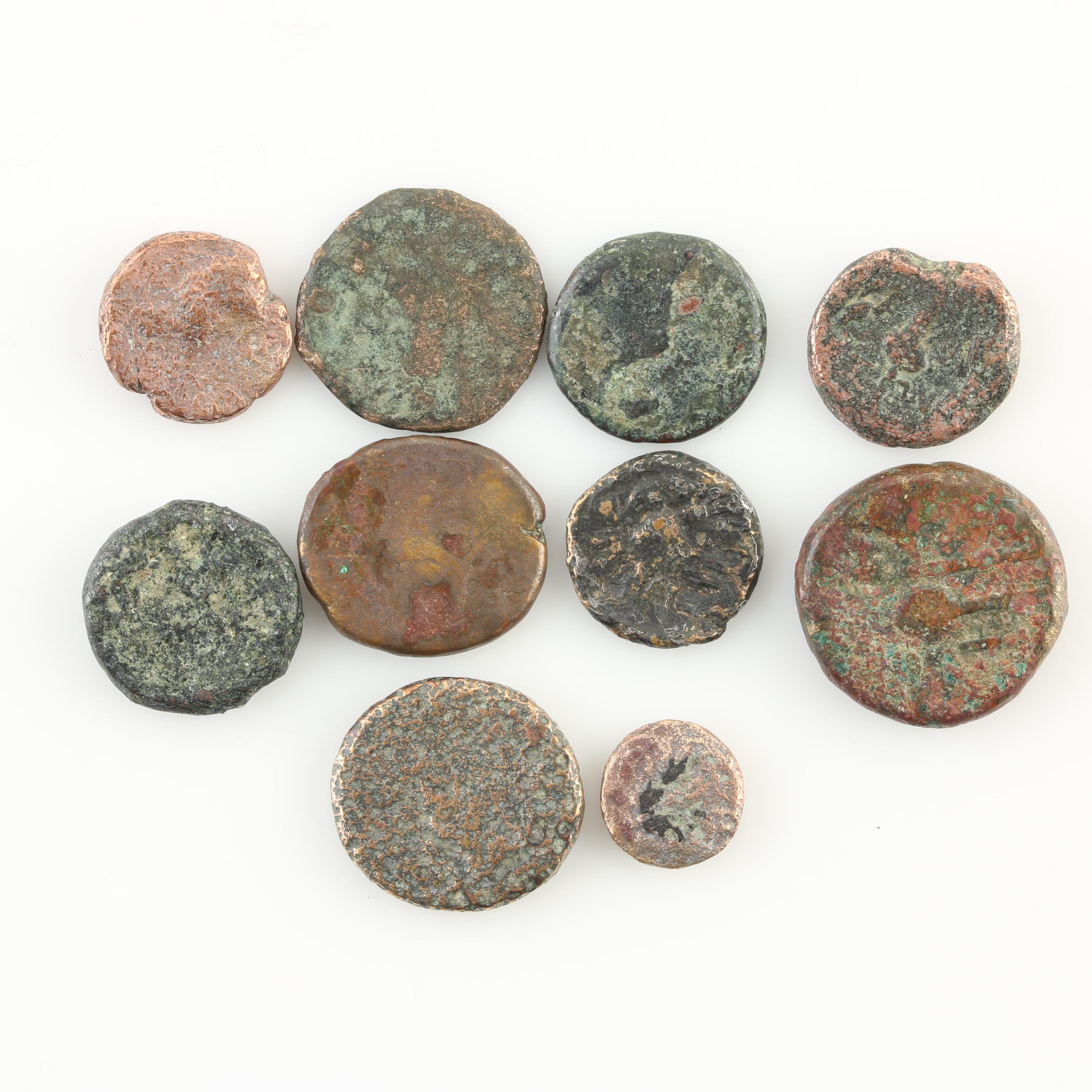 Ten Ancient Greek Bronze Coins
