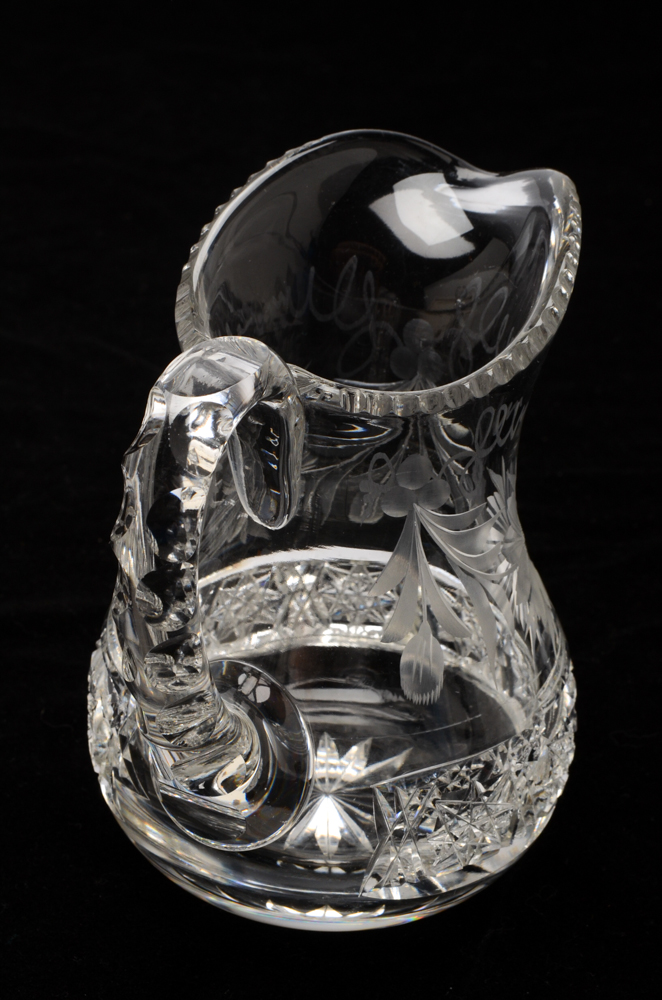 American Brilliant Period Cut Glass Cruet with a Cut Glass Sugar and Creamer