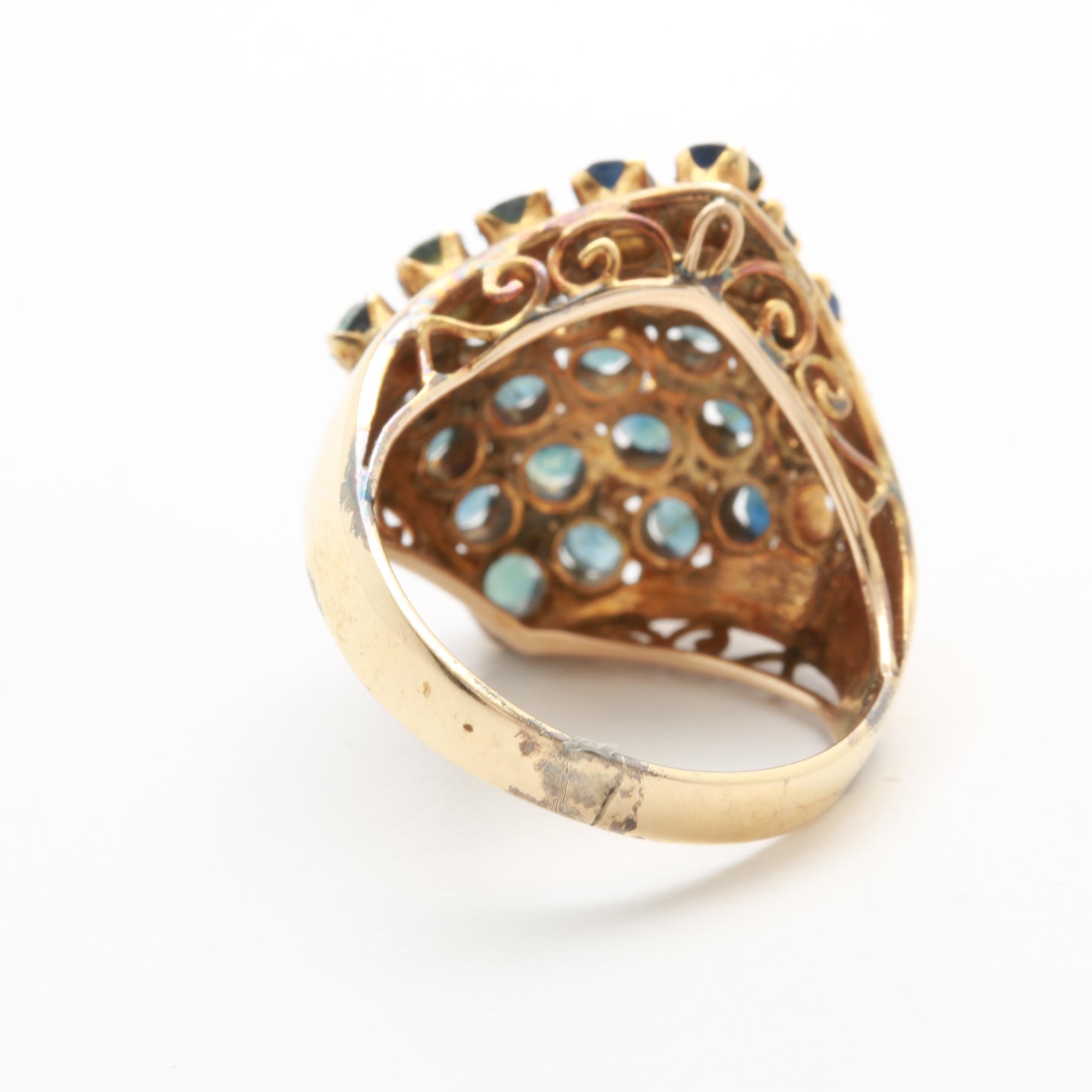 14K and 10K Yellow Gold Blue Sapphire Ring