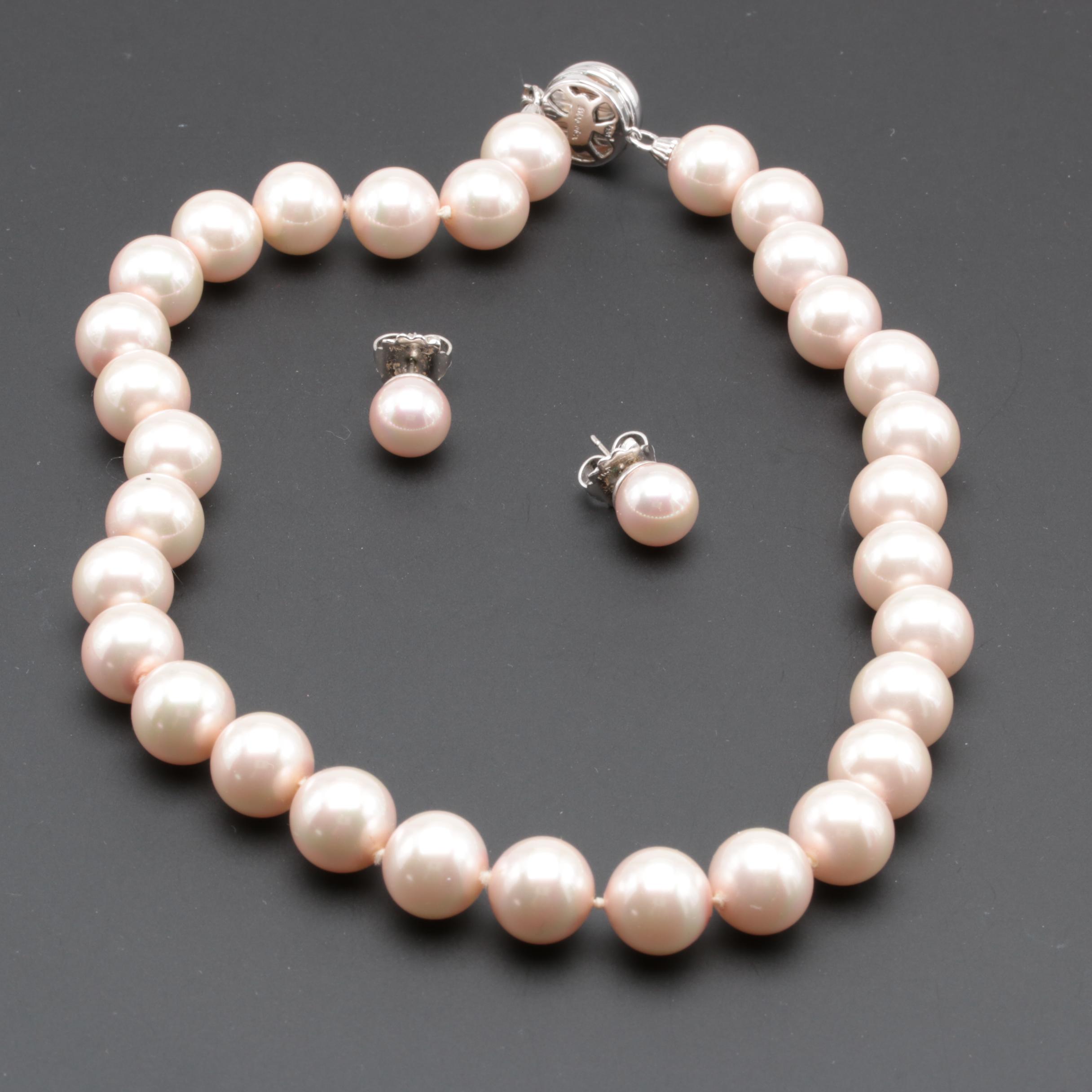 Sterling Silver Majorica Imitation Pearl Demi Parure
