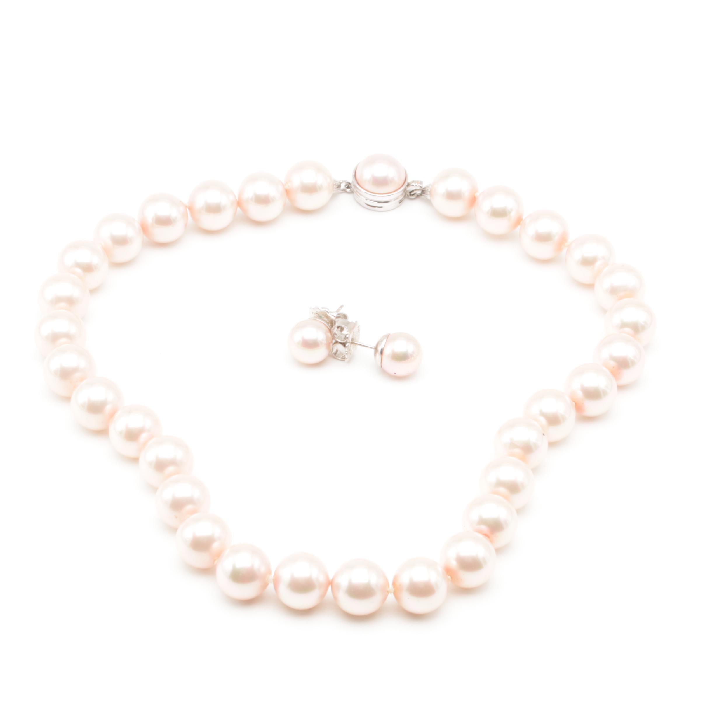 Sterling Silver Majorica Imitation Pearl Demi Parure