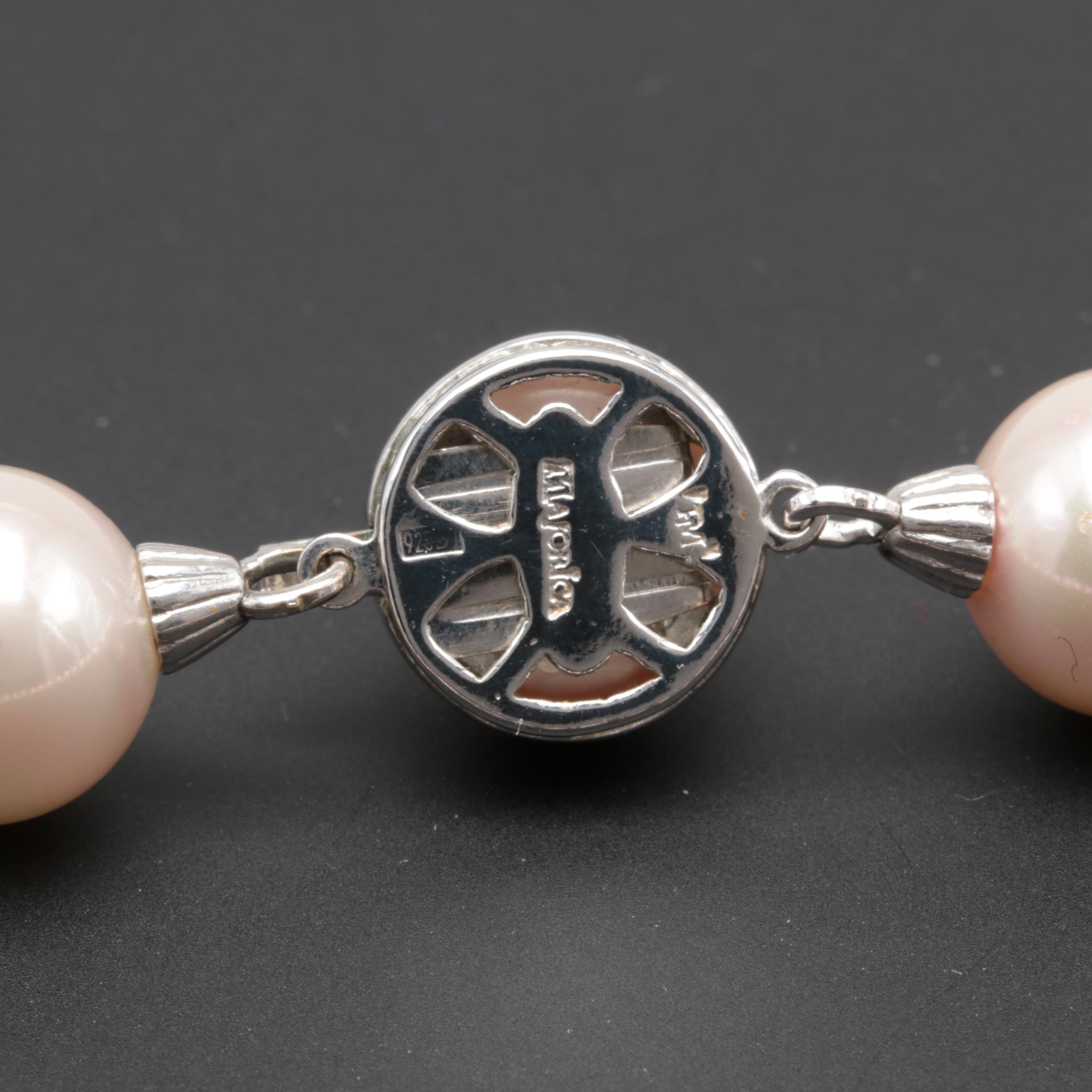 Sterling Silver Majorica Imitation Pearl Demi Parure