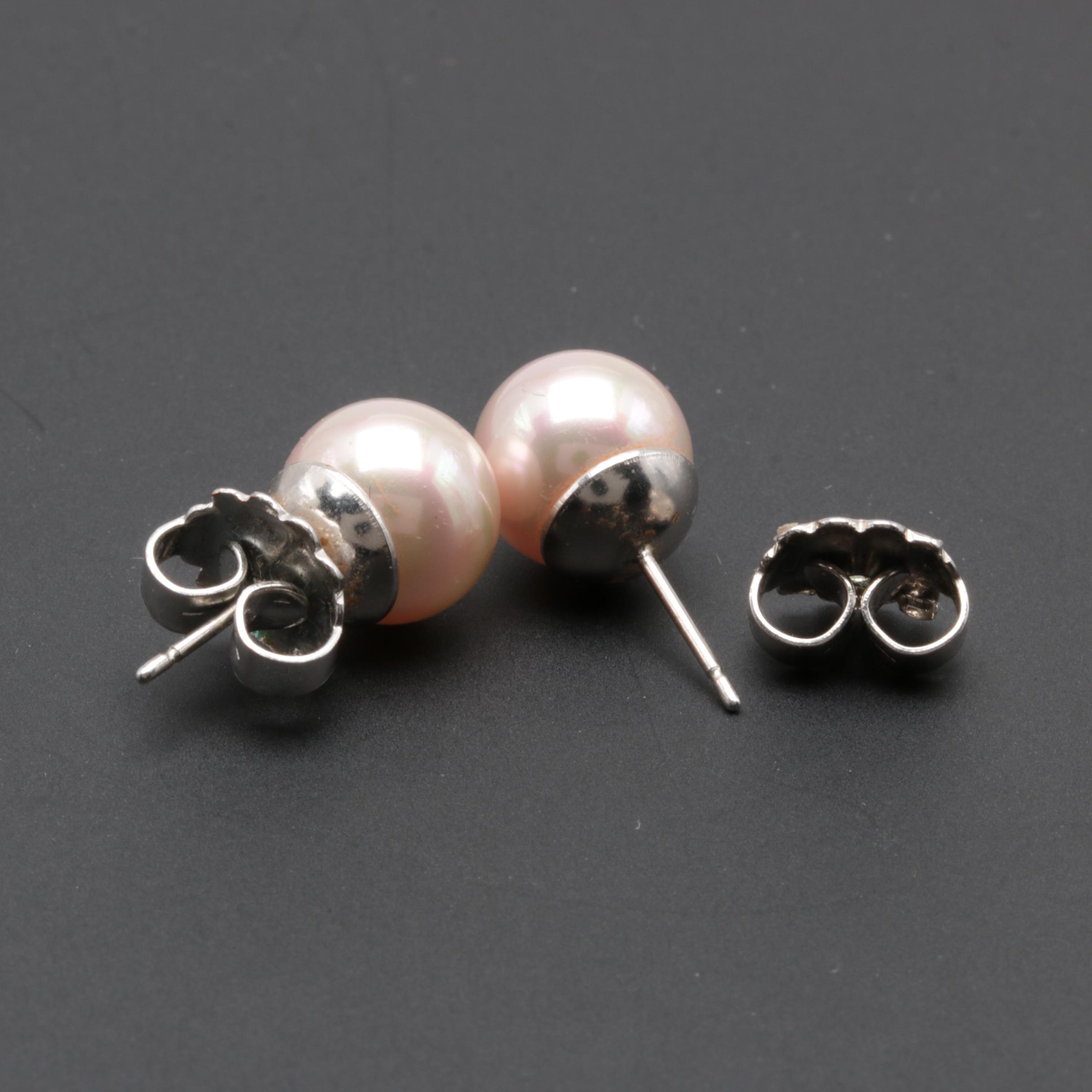 Sterling Silver Majorica Imitation Pearl Demi Parure