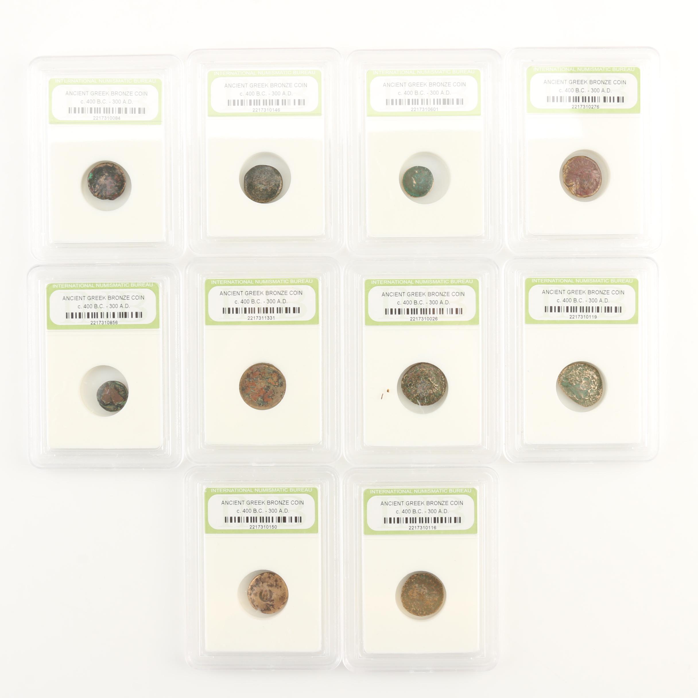 Ten Ancient Greek Bronze Coins