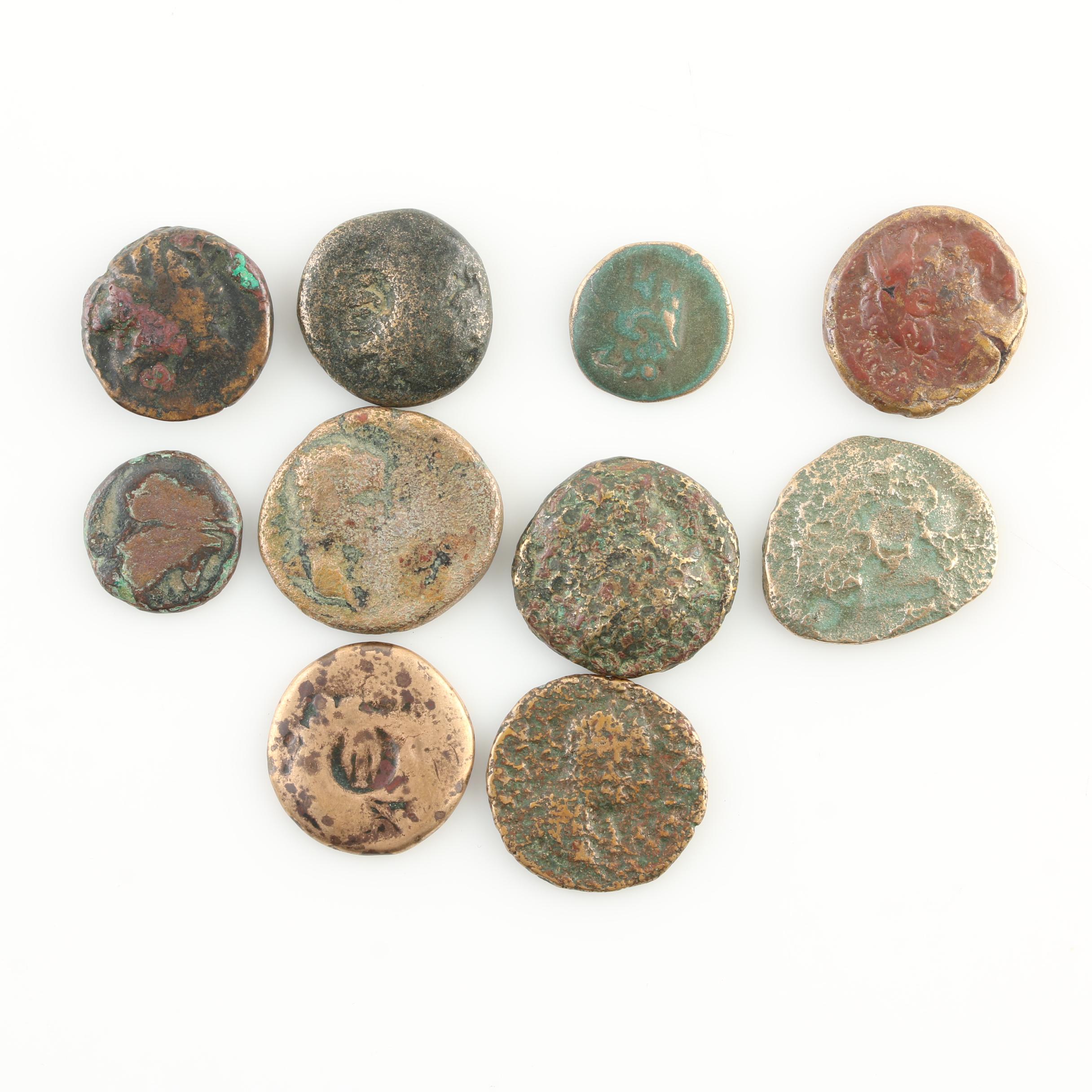 Ten Ancient Greek Bronze Coins