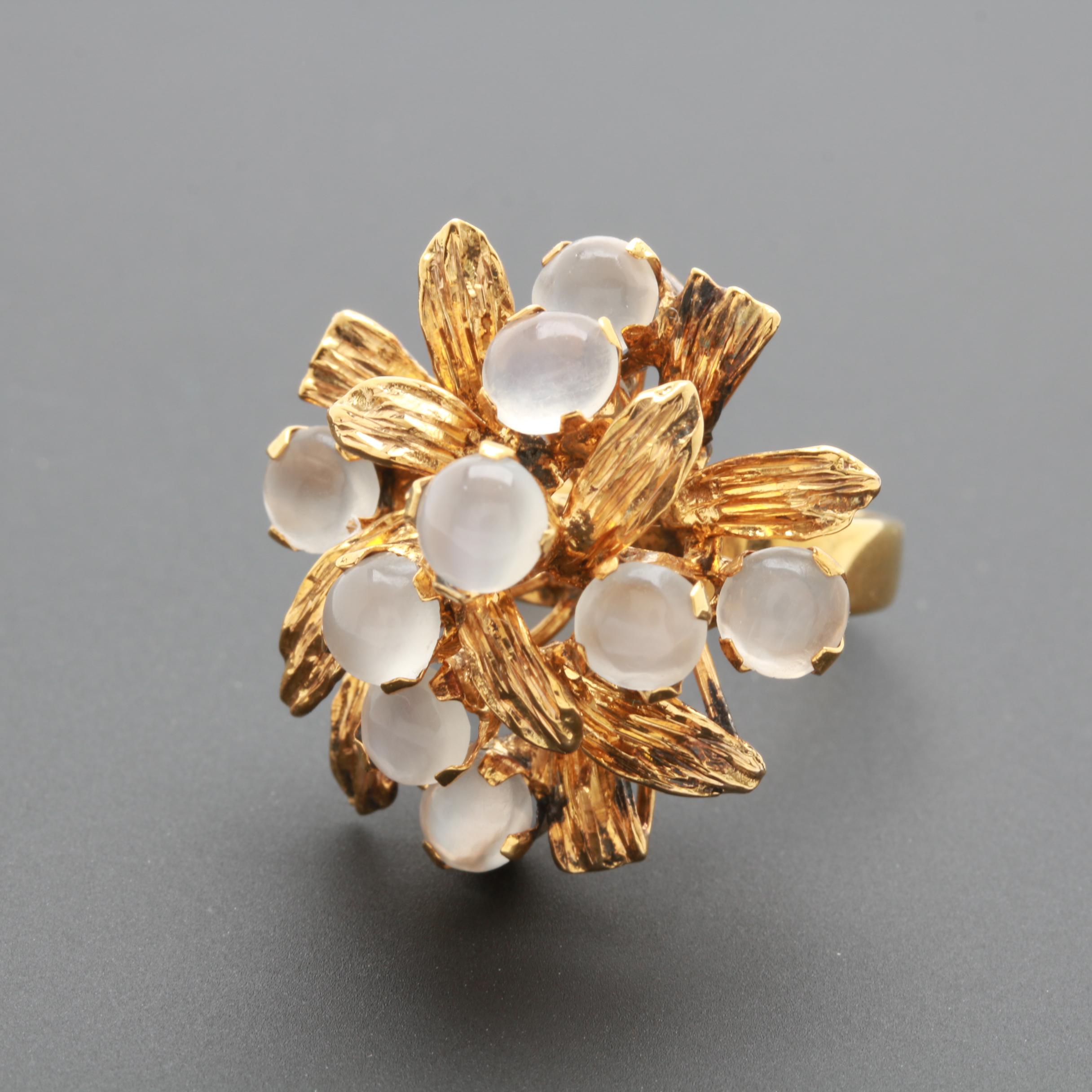 14K Yellow Gold Moonstone Ring