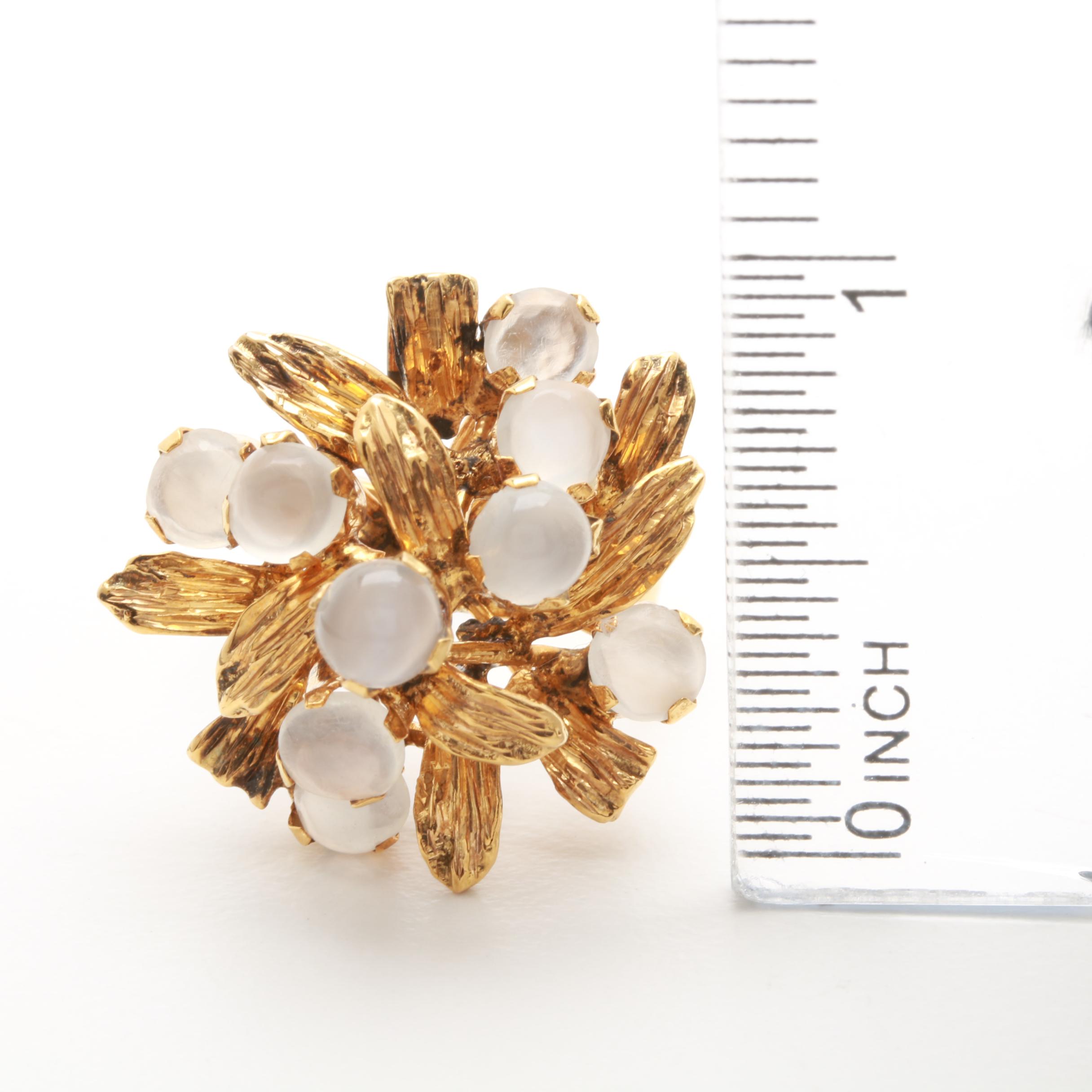 14K Yellow Gold Moonstone Ring