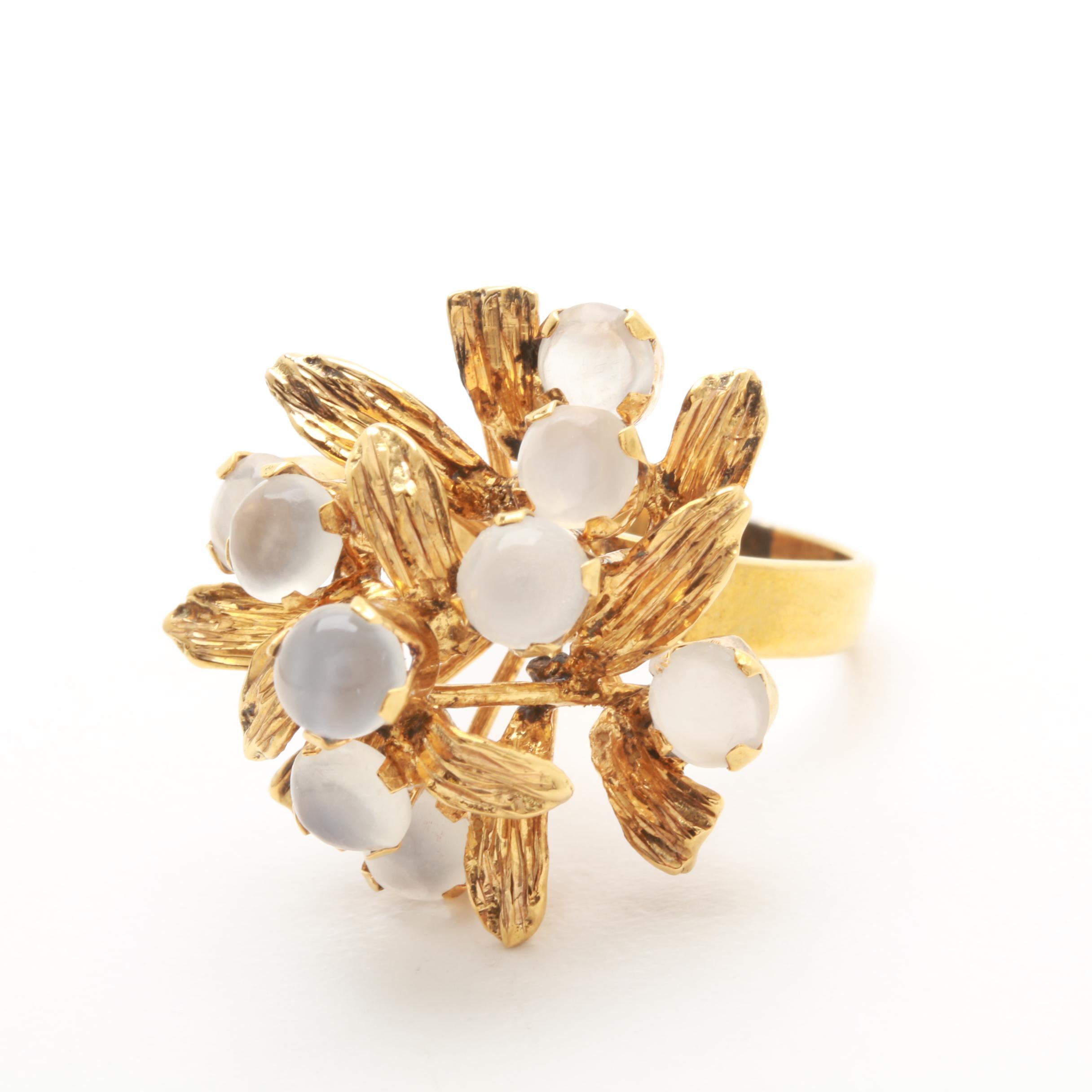 14K Yellow Gold Moonstone Ring