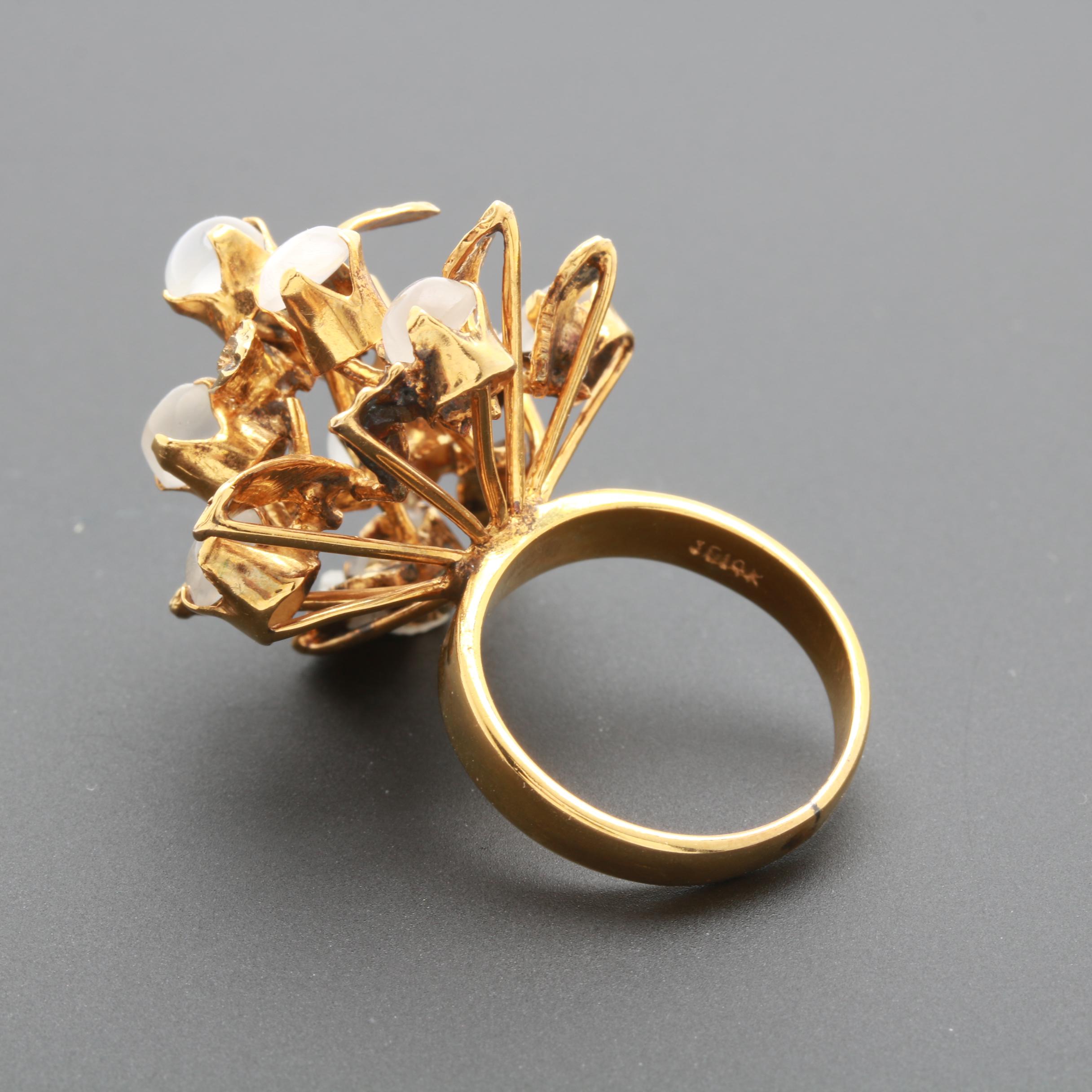 14K Yellow Gold Moonstone Ring