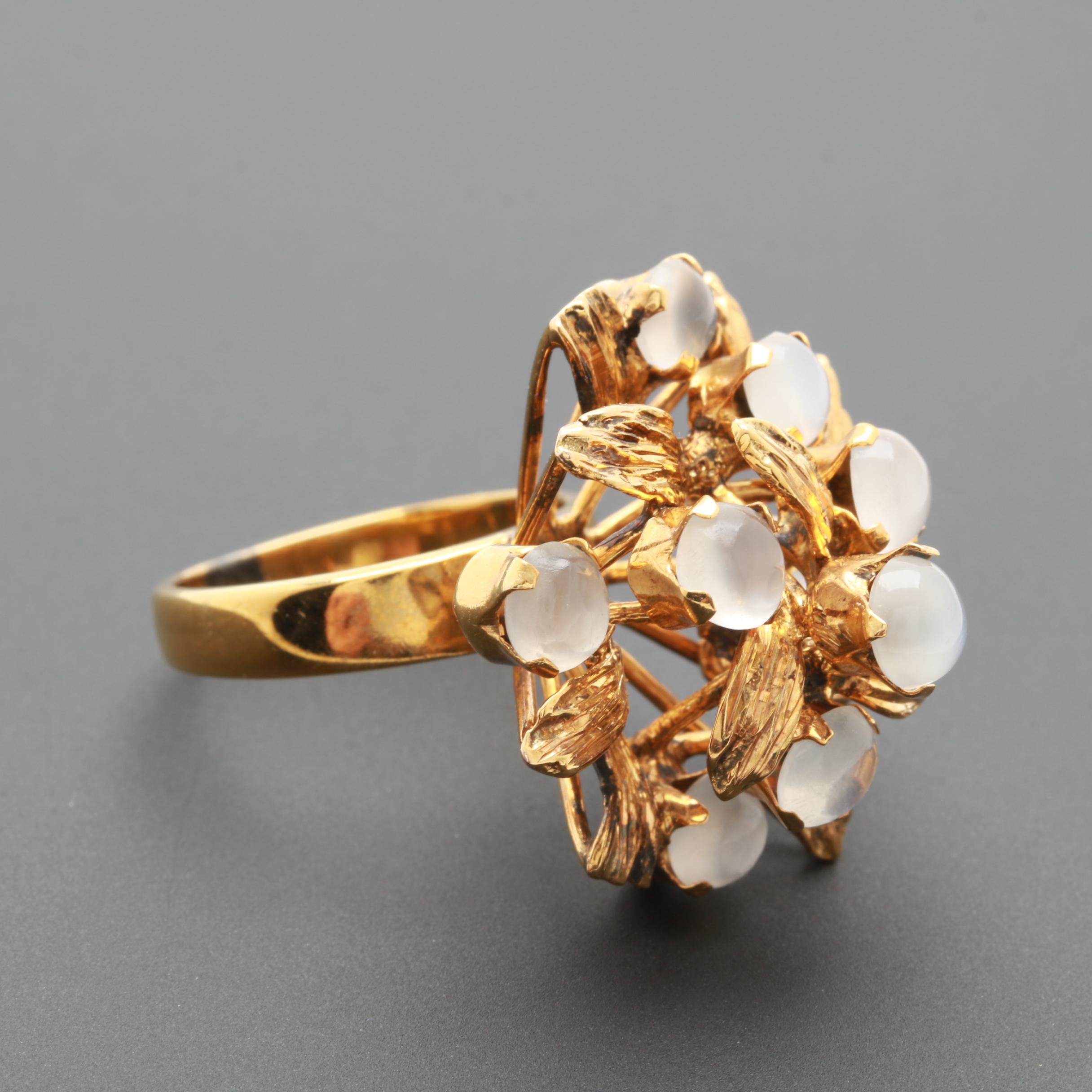 14K Yellow Gold Moonstone Ring