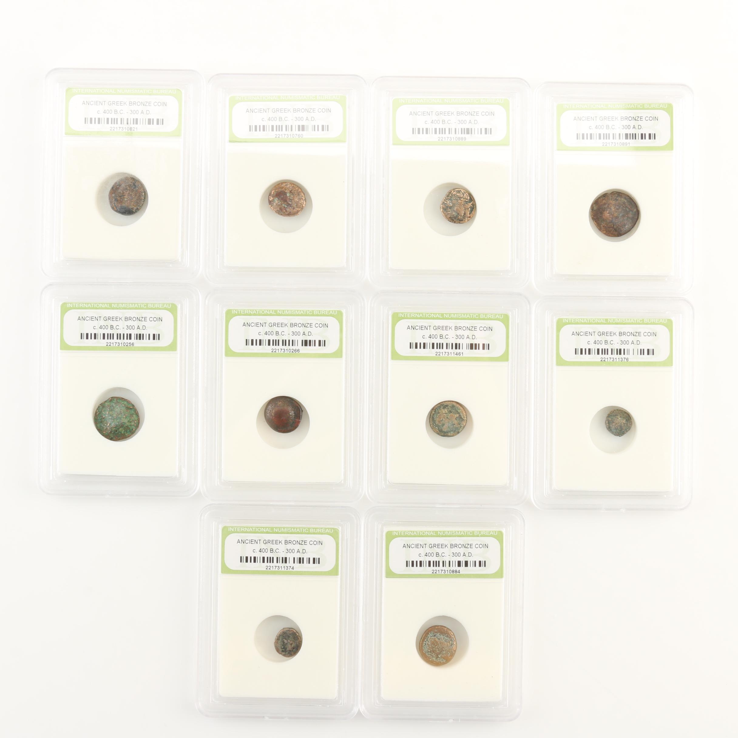 Ten Ancient Greek Bronze Coins