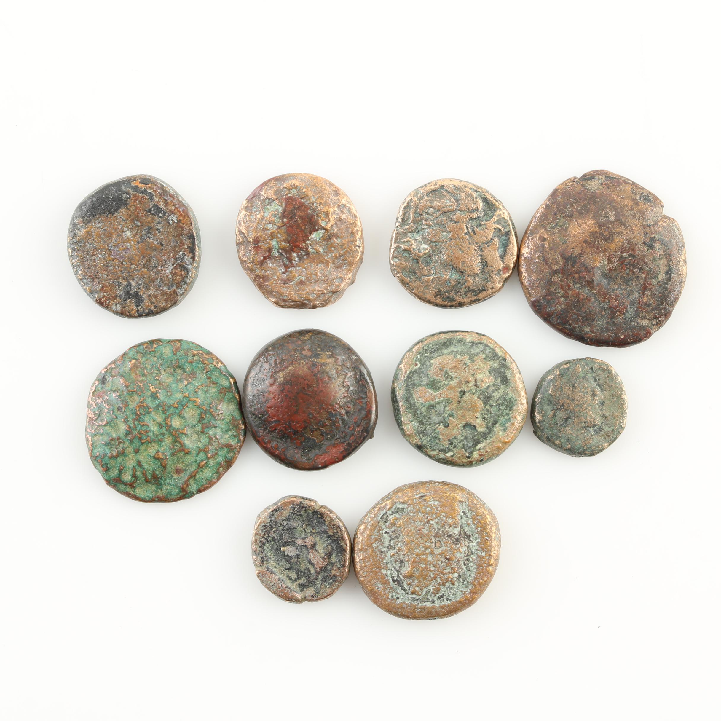 Ten Ancient Greek Bronze Coins