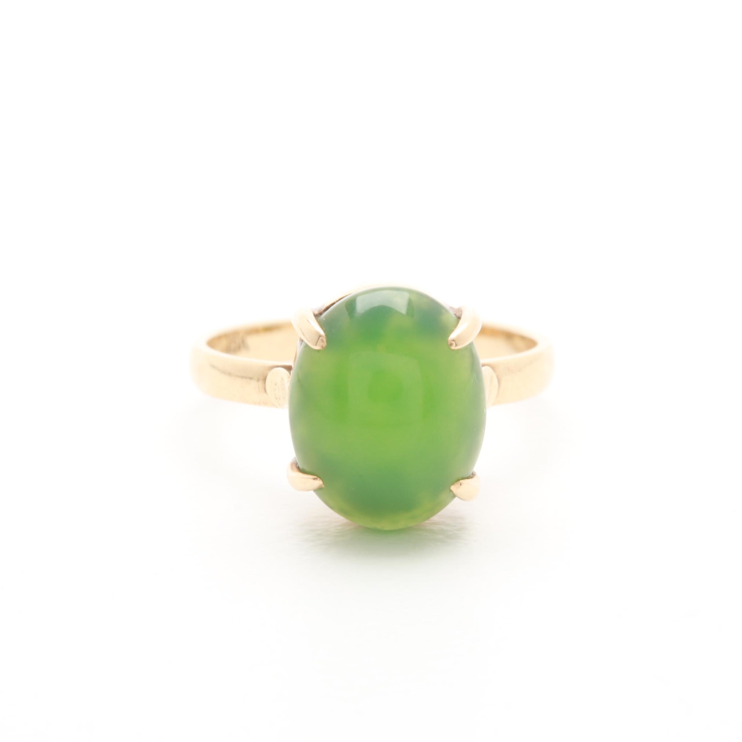 14K Yellow Gold Nephrite Ring