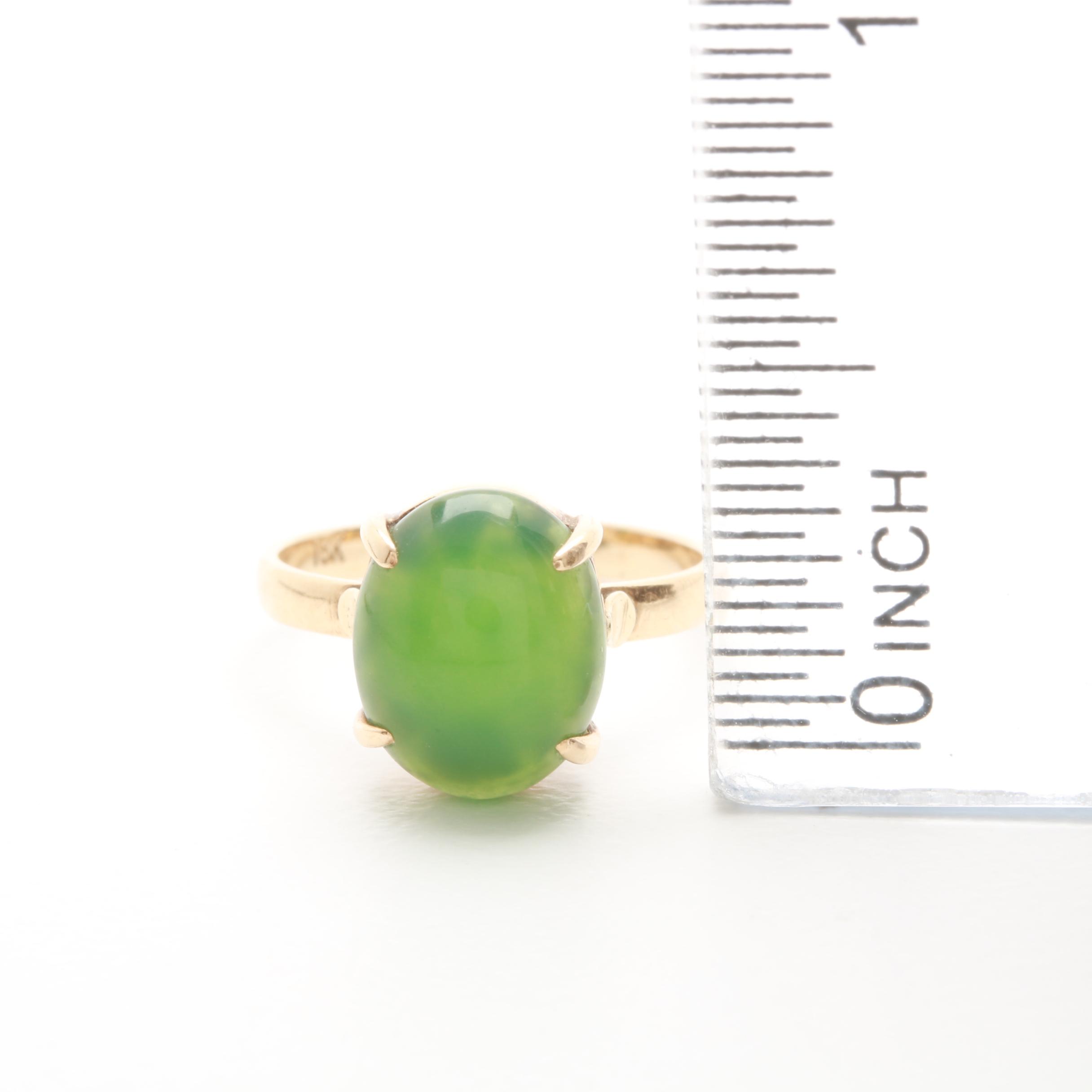 14K Yellow Gold Nephrite Ring