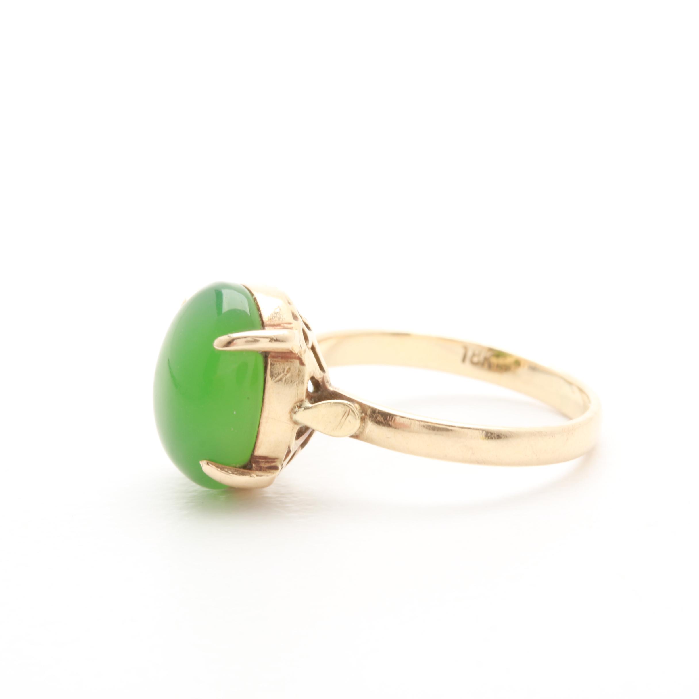 14K Yellow Gold Nephrite Ring