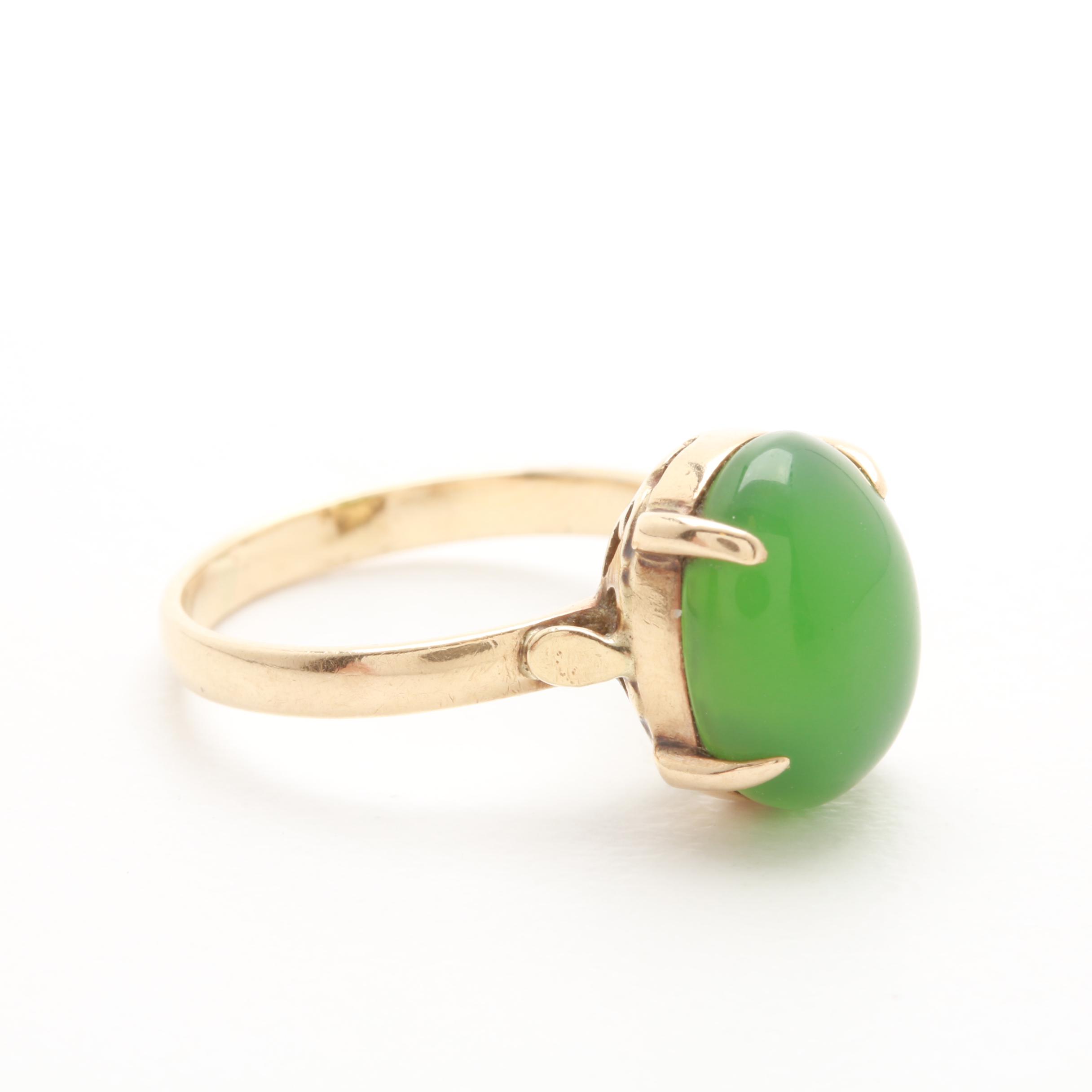 14K Yellow Gold Nephrite Ring