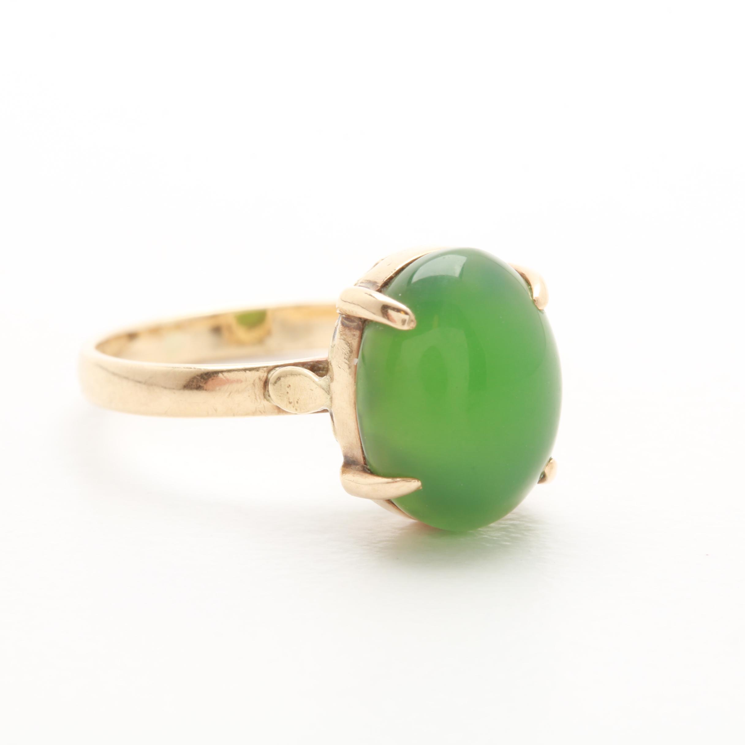 14K Yellow Gold Nephrite Ring