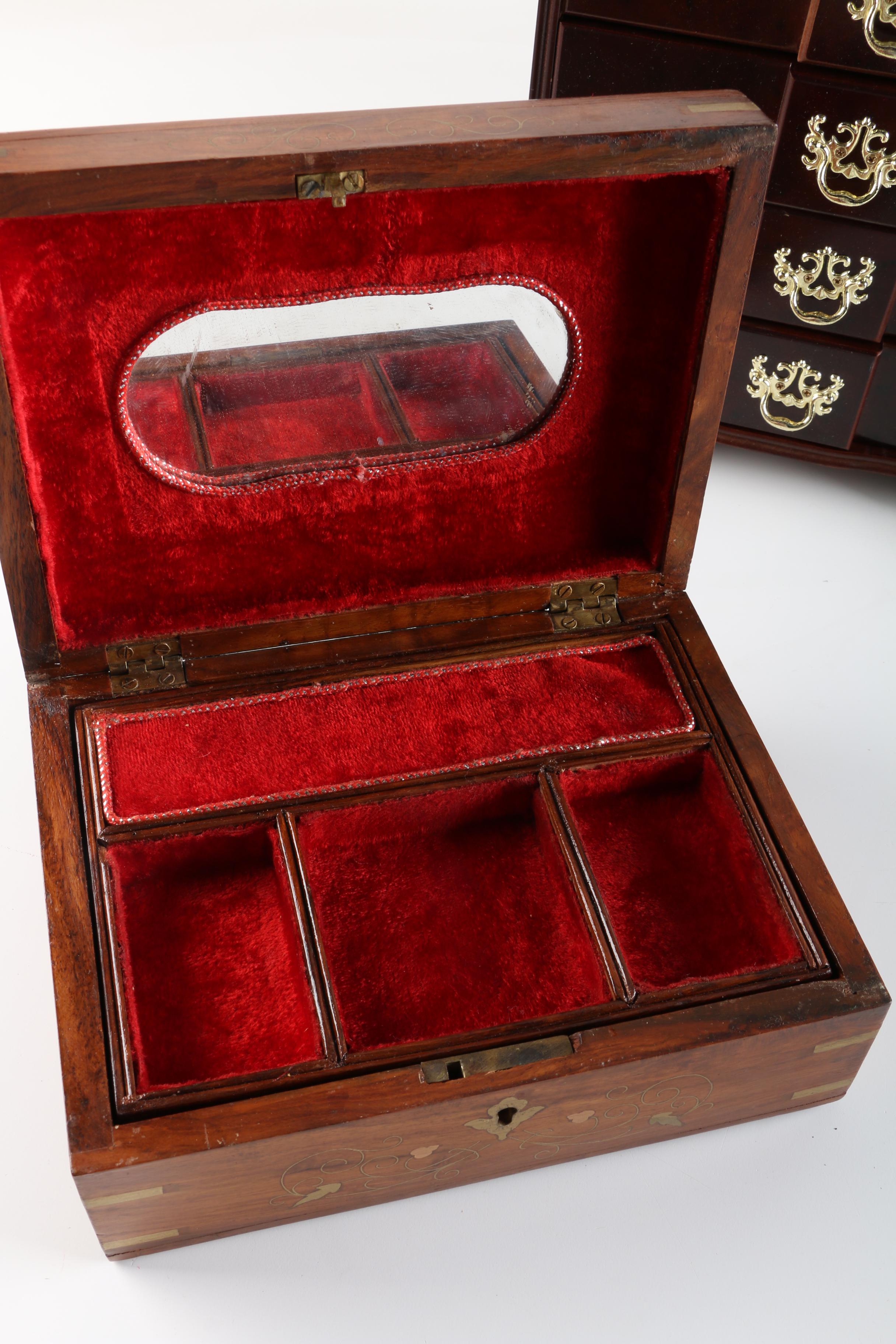 Wood Jewelry Boxes Including Fetco Needlepoint