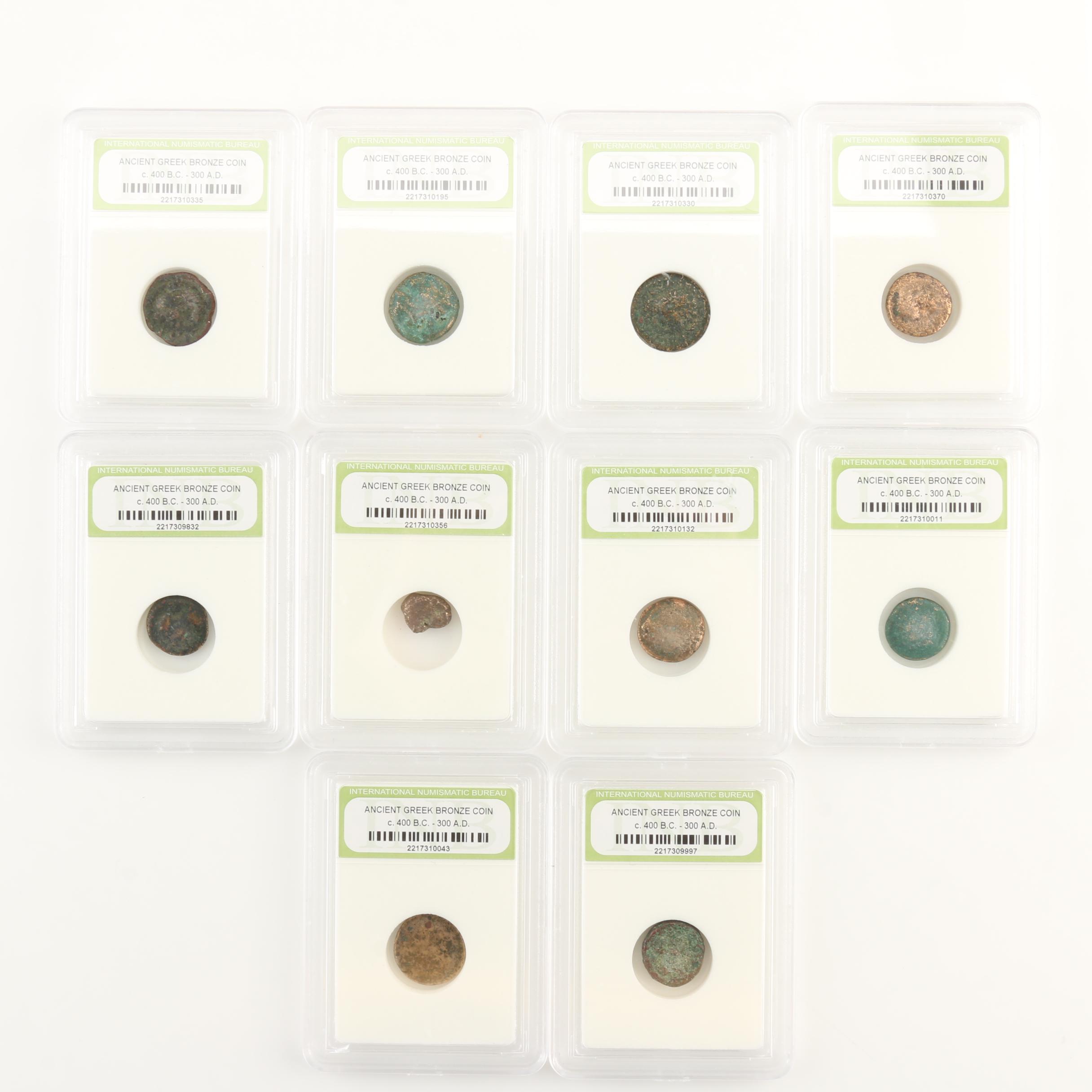 Ten Ancient Greek Bronze Coins