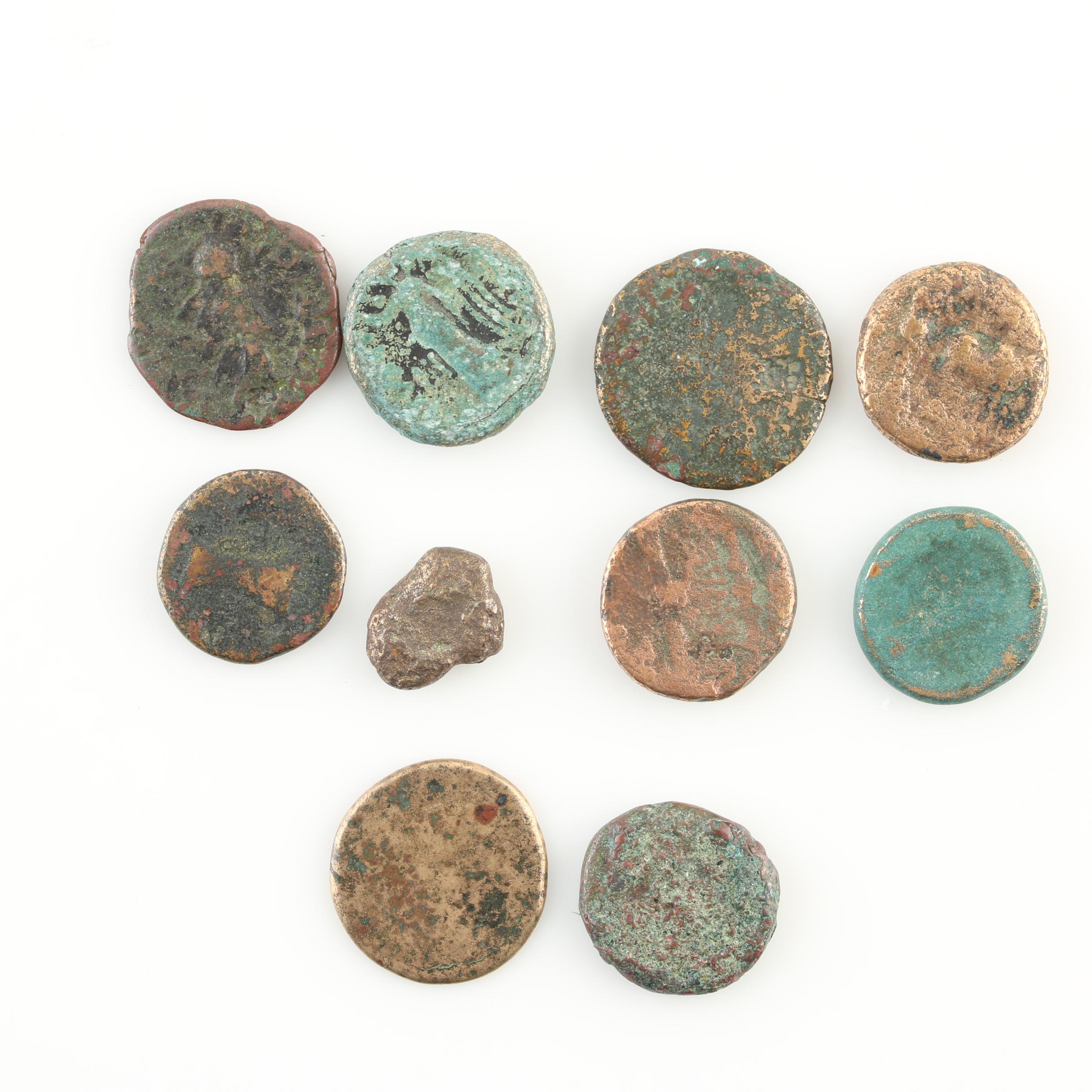 Ten Ancient Greek Bronze Coins