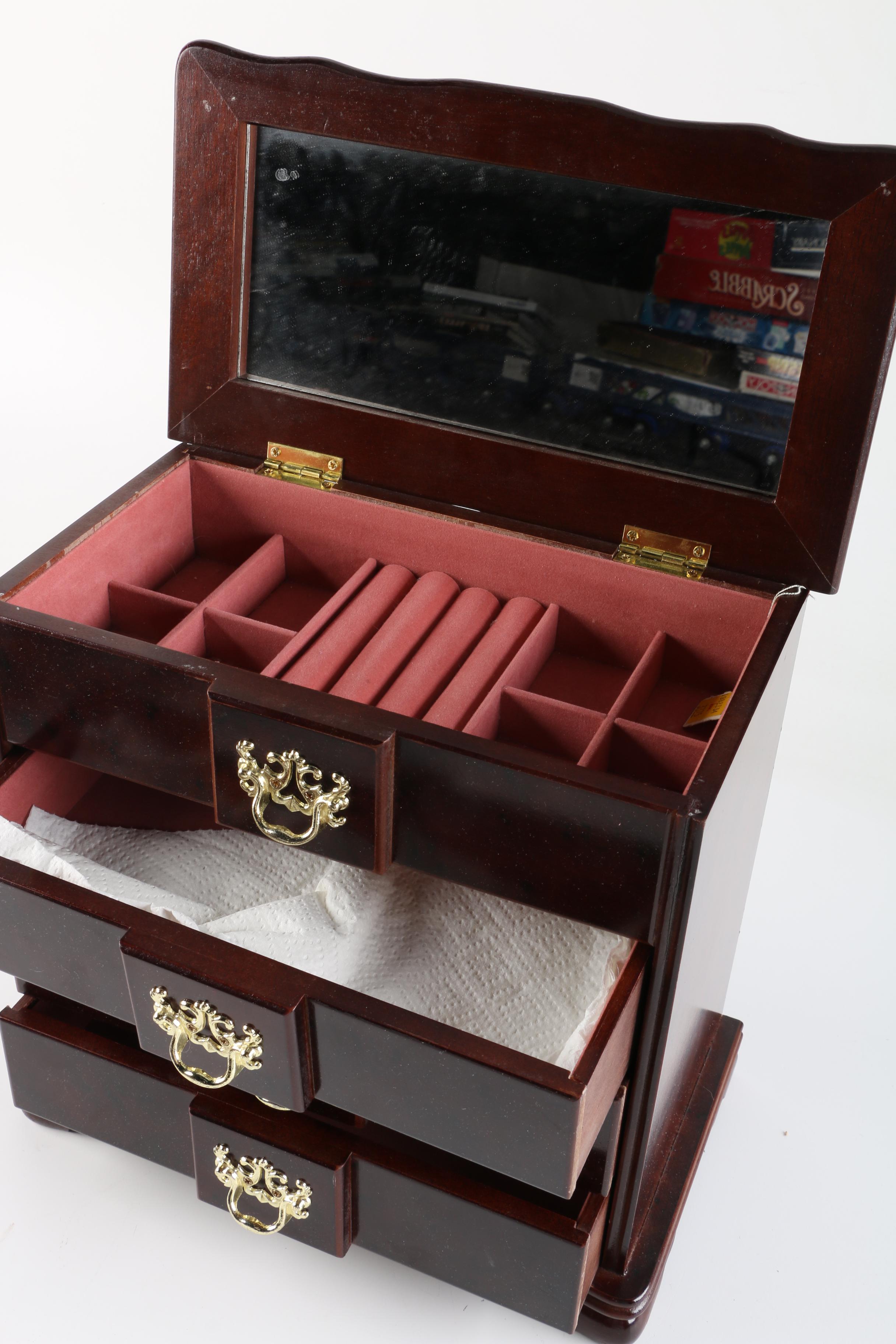 Wood Jewelry Boxes Including Fetco Needlepoint