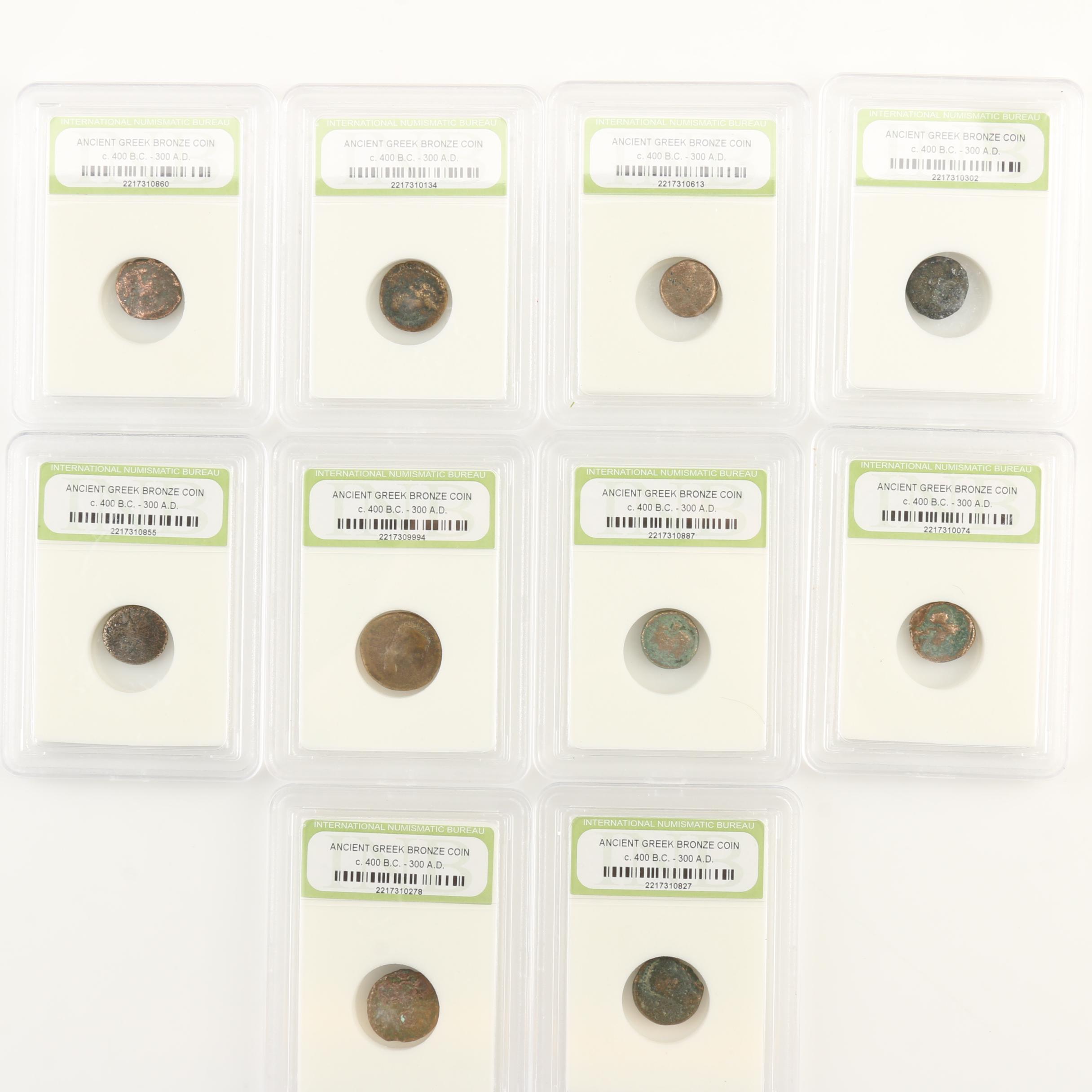 Ten Ancient Greek Bronze Coins