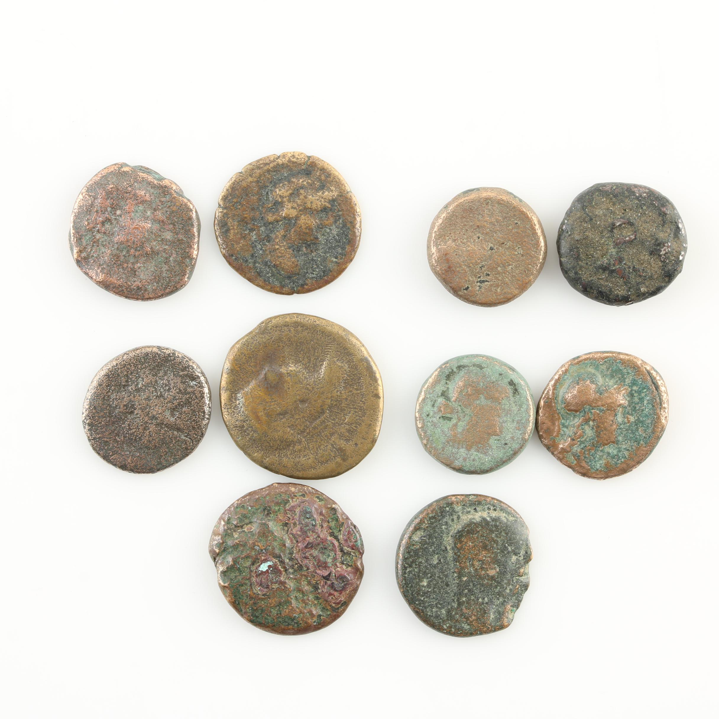 Ten Ancient Greek Bronze Coins