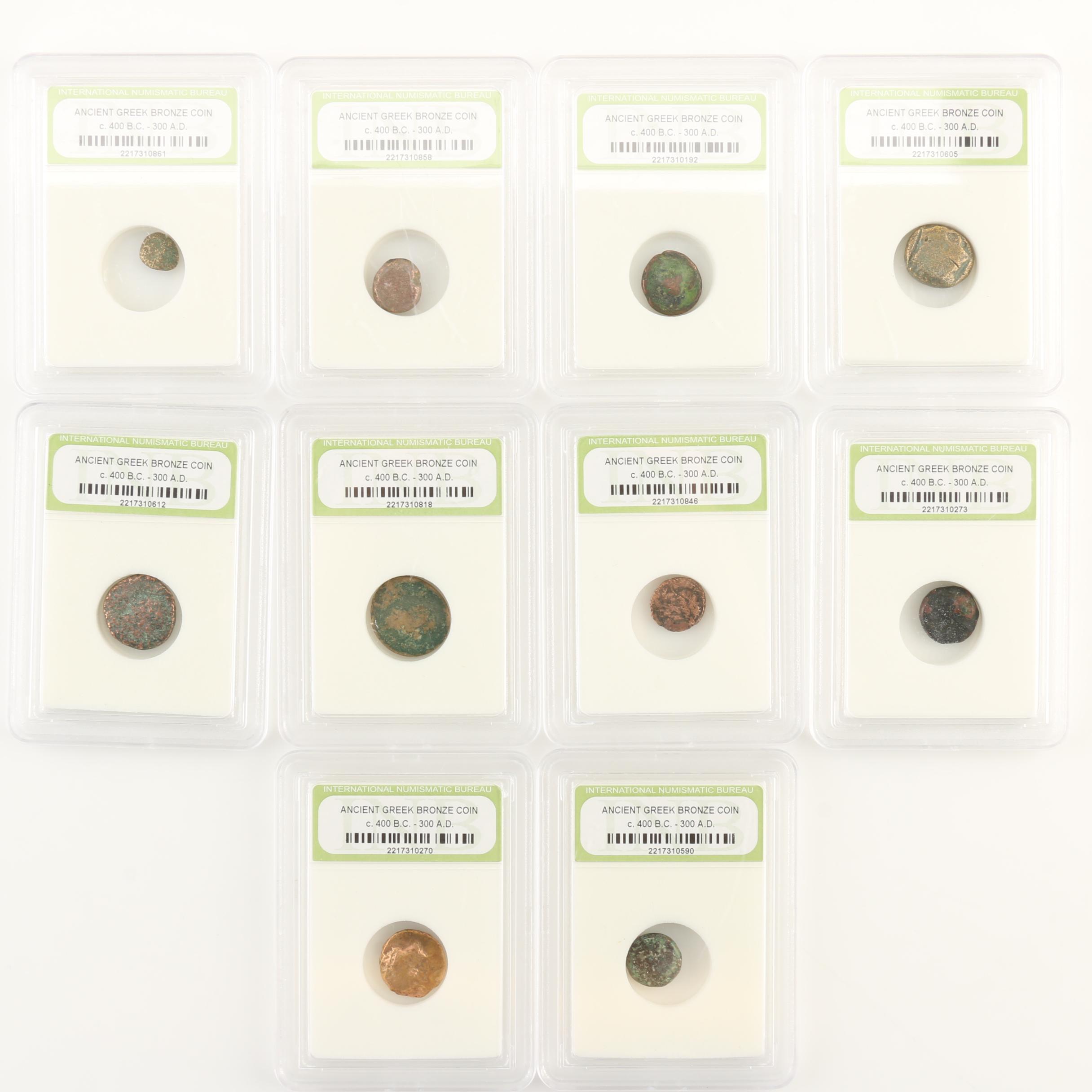 Ten Ancient Greek Bronze Coins