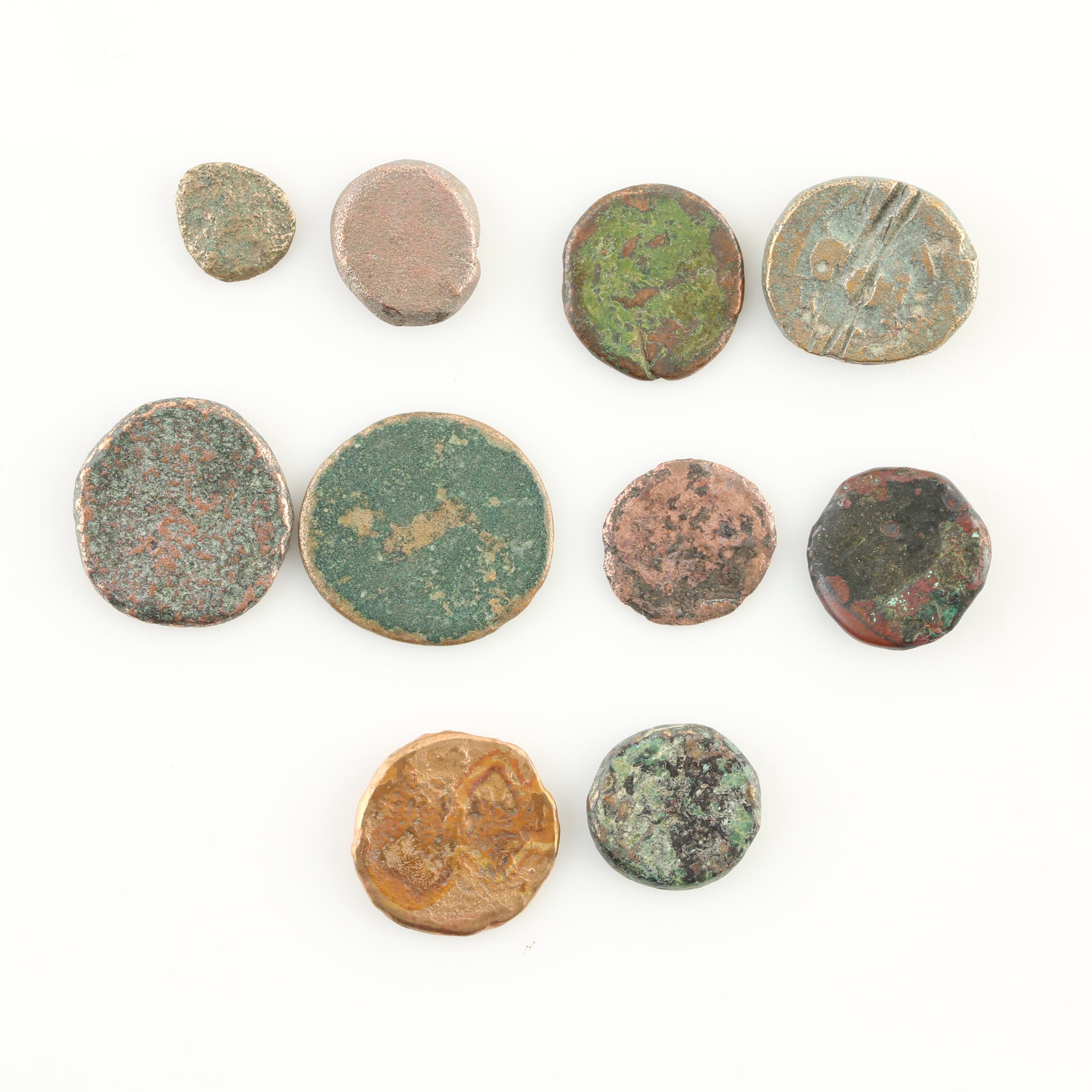 Ten Ancient Greek Bronze Coins