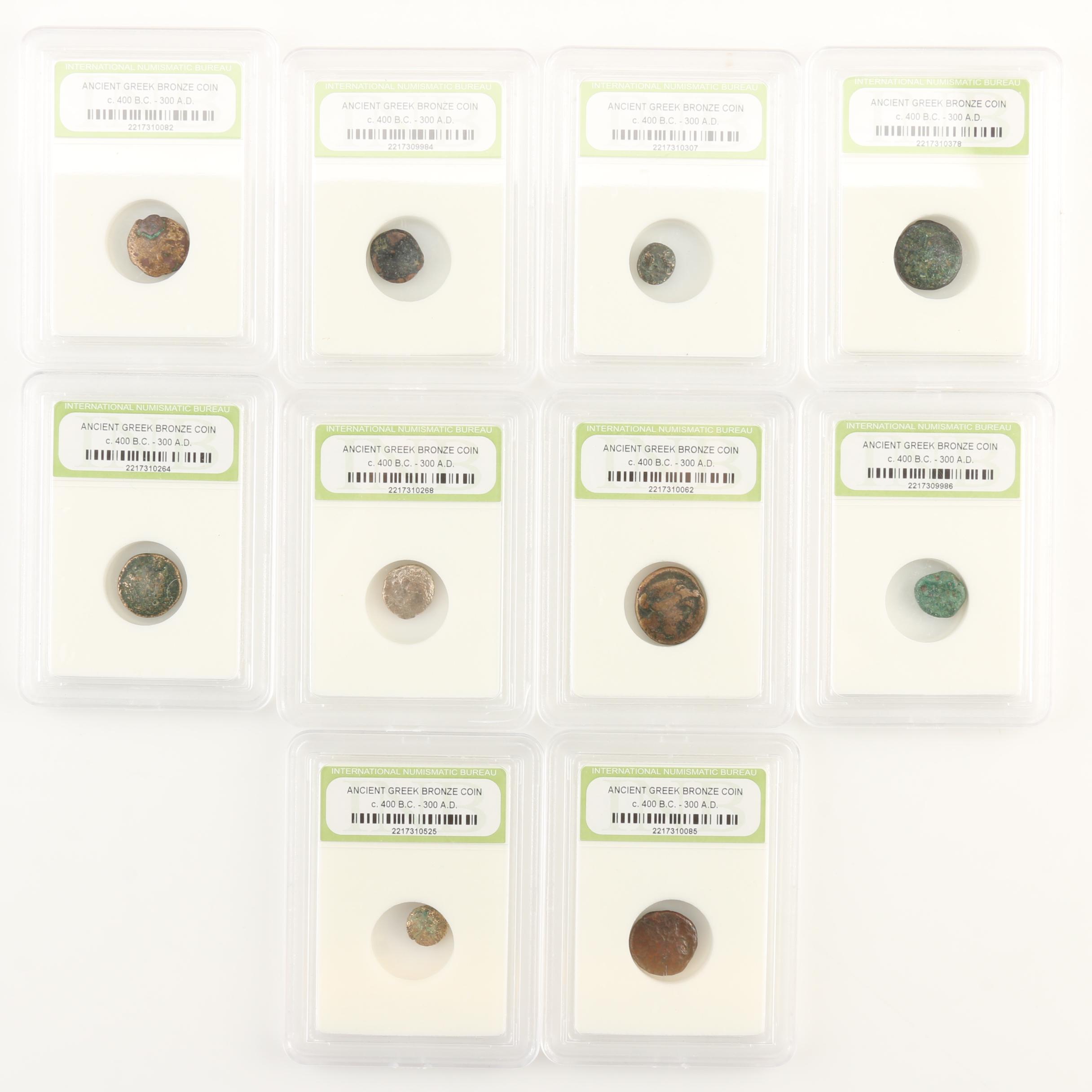 Ten Ancient Greek Bronze Coins