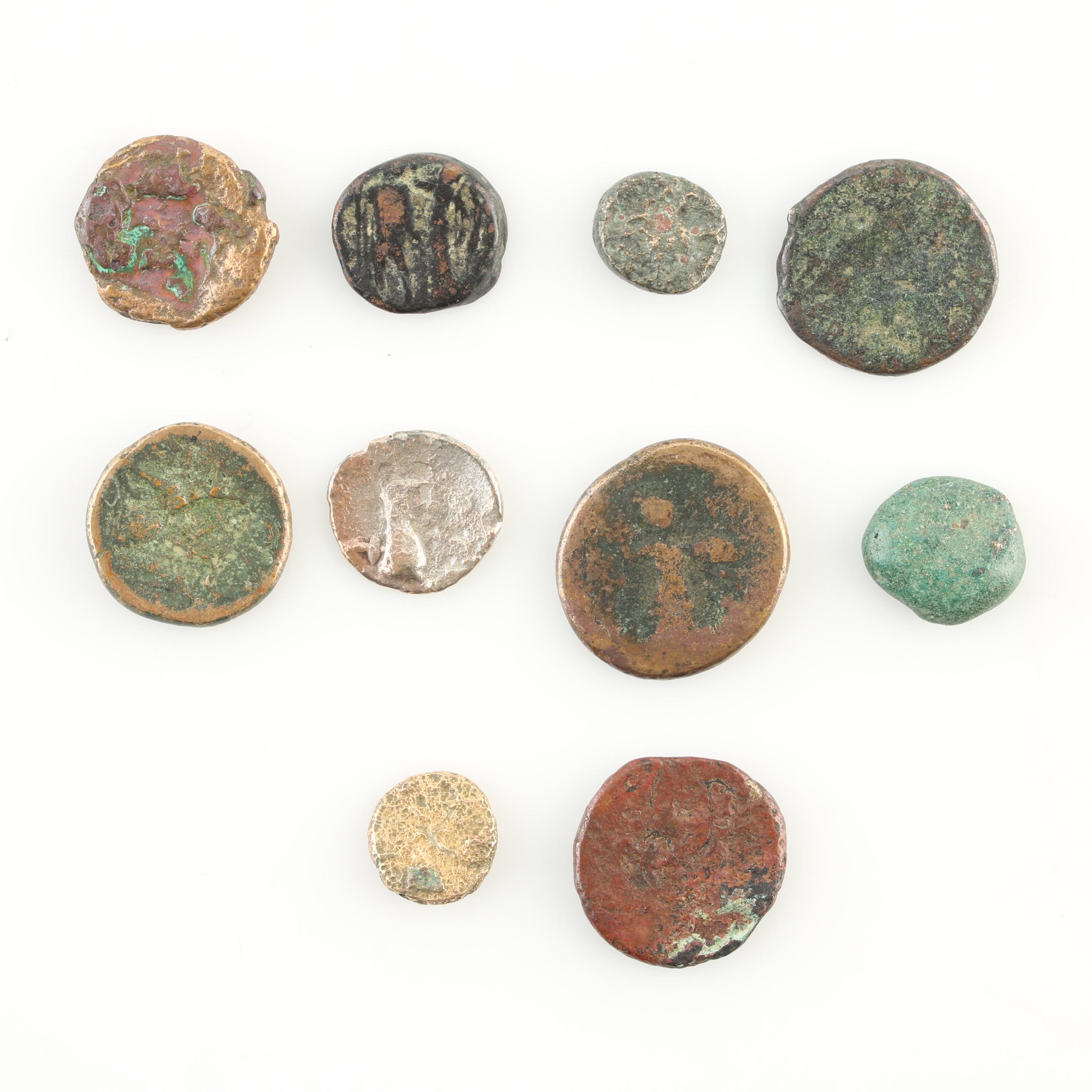 Ten Ancient Greek Bronze Coins