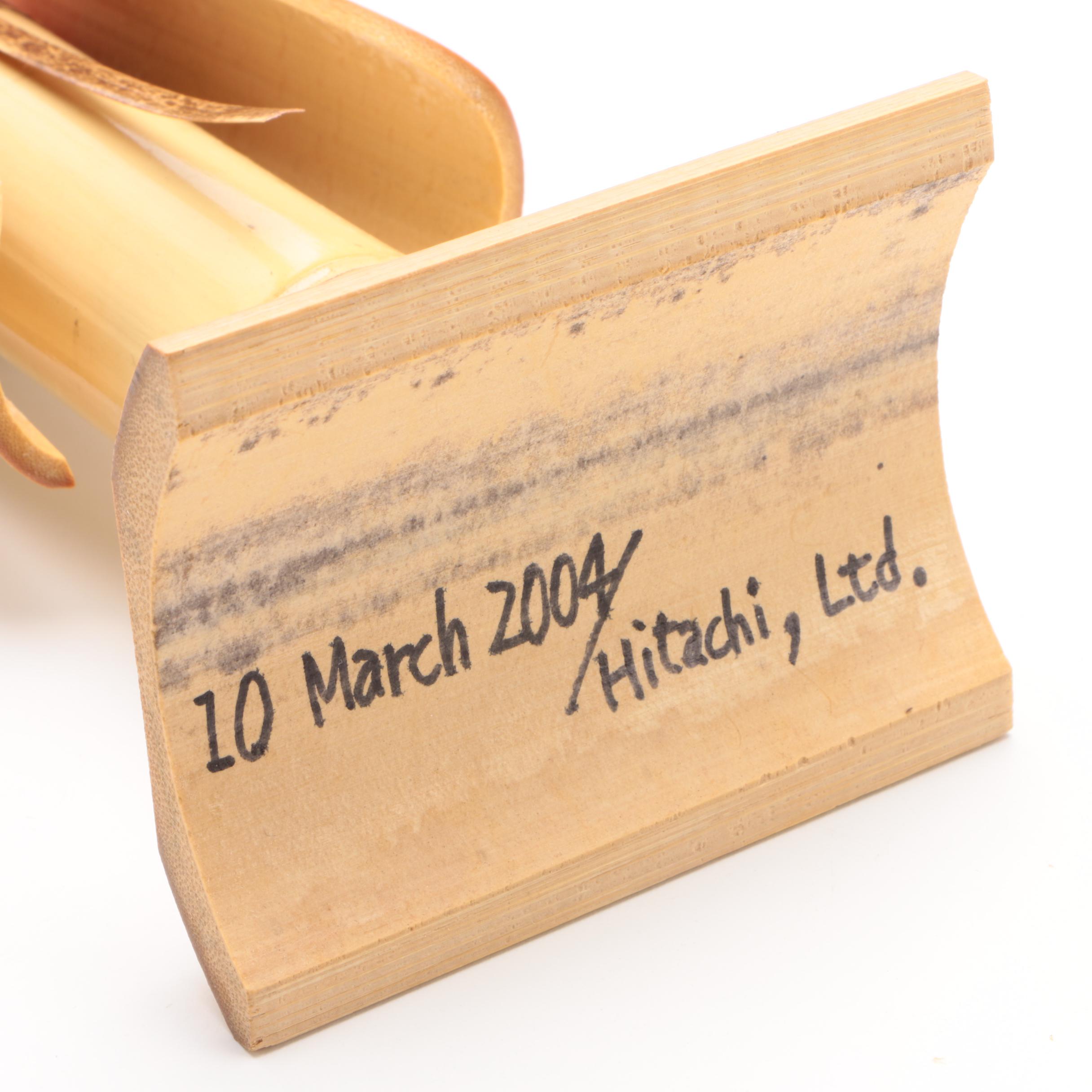 Korean Figurines and Fan After Hokusai's "Red Fuji" Woodblock Print