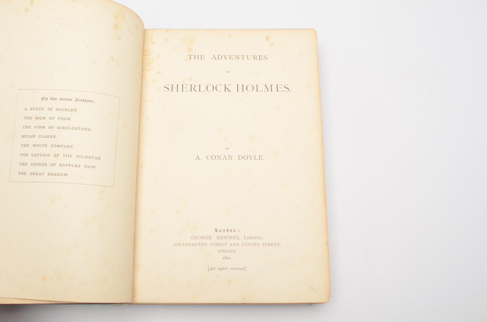 1892 First Edition "The Adventures of Sherlock Holmes" Volume 1