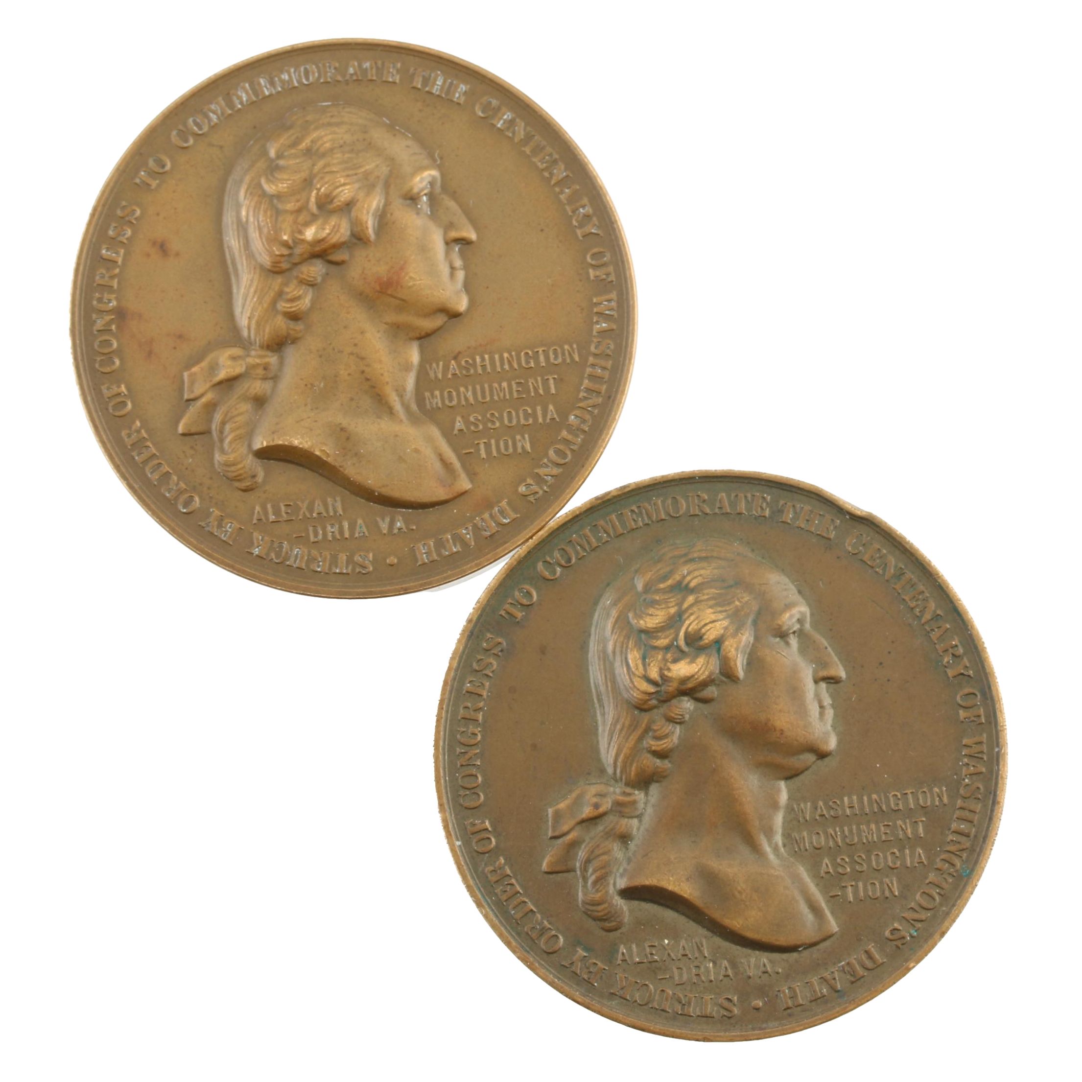 Group of Two Washington Monument Association Bronze Medals