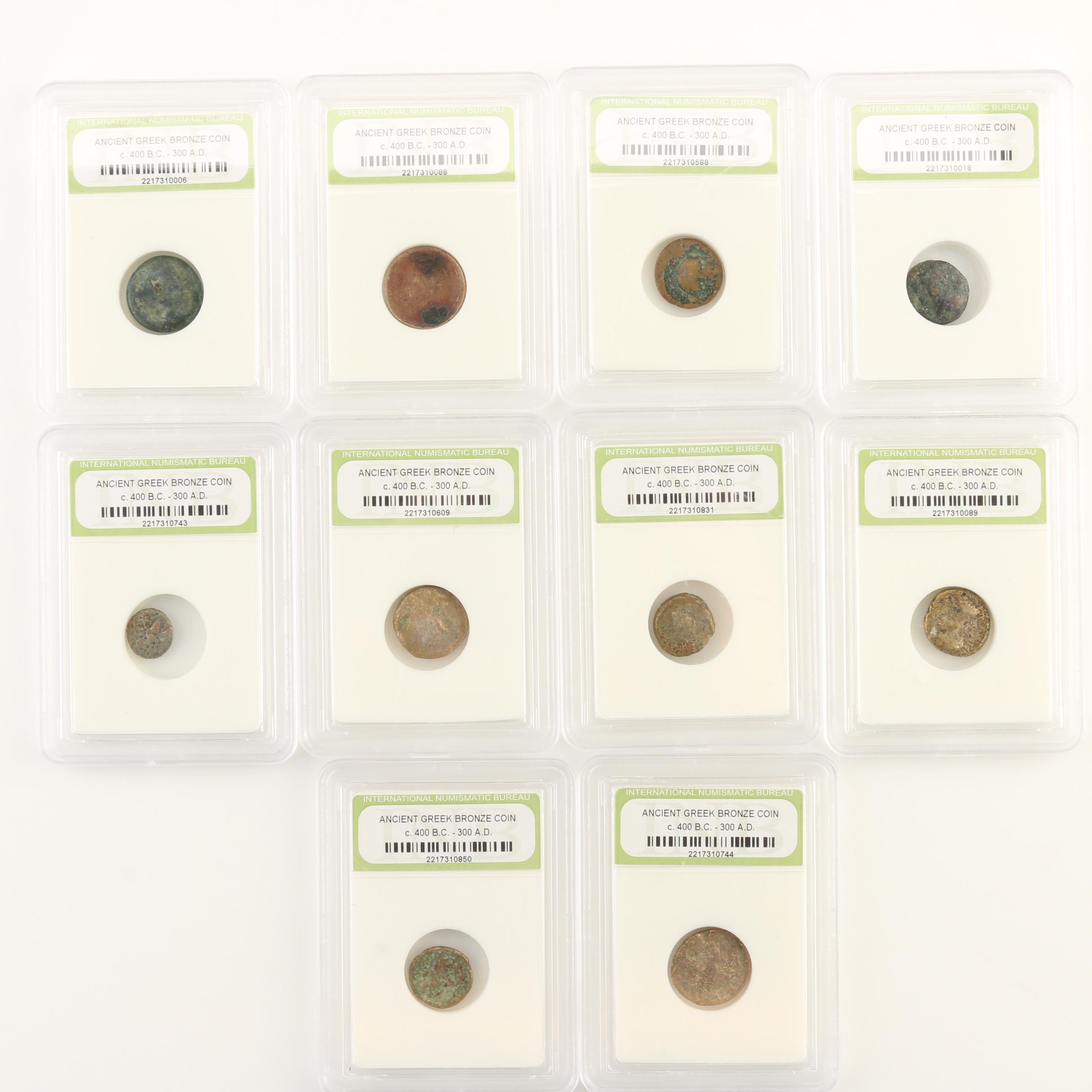Ten Ancient Greek Bronze Coins